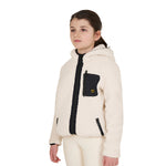Equestro junior teddy full zip jacket with hood - Colore ANTIQUE WHITE (11-0105)