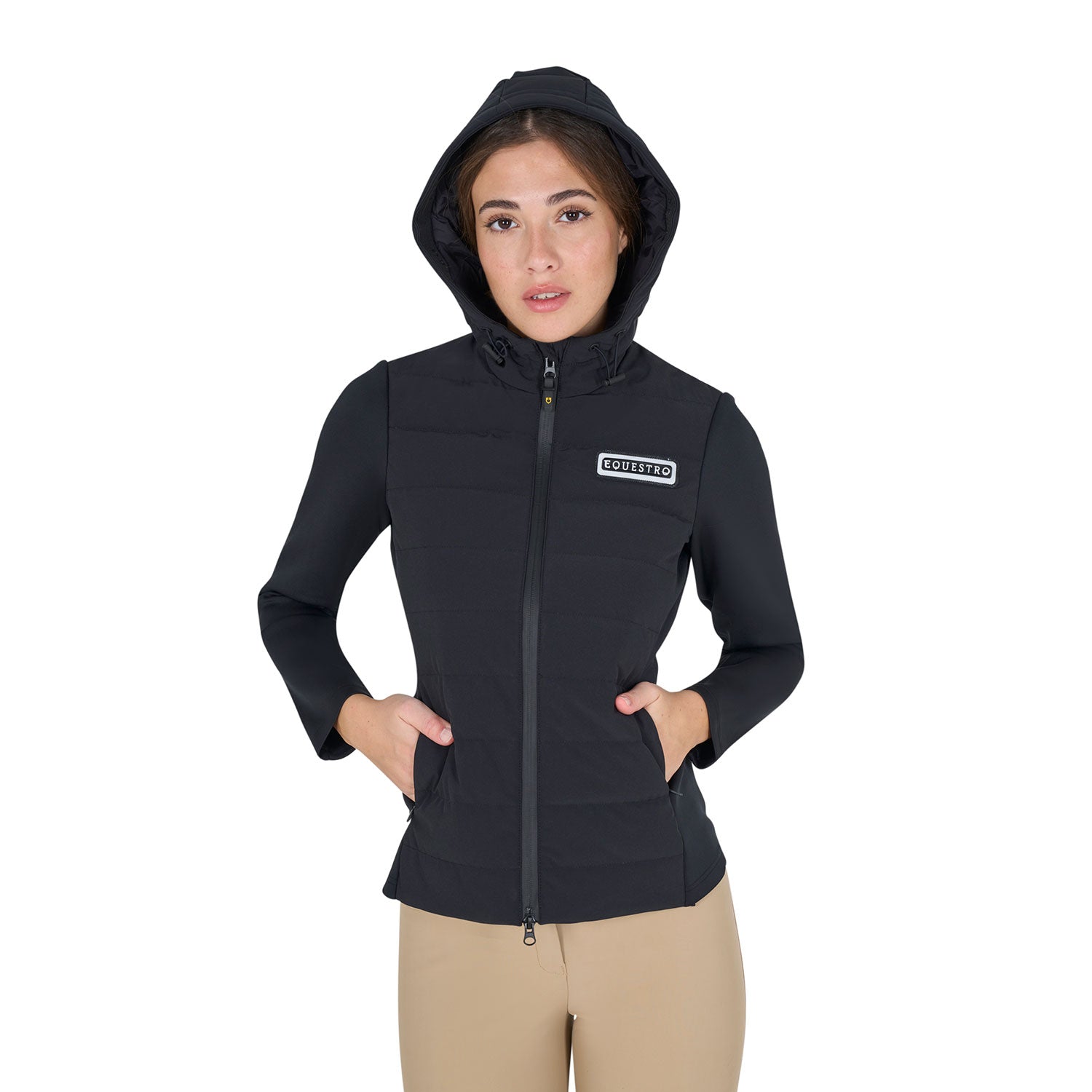 Equestro women's jersey+scuba technical down jacket - Colore BLACK