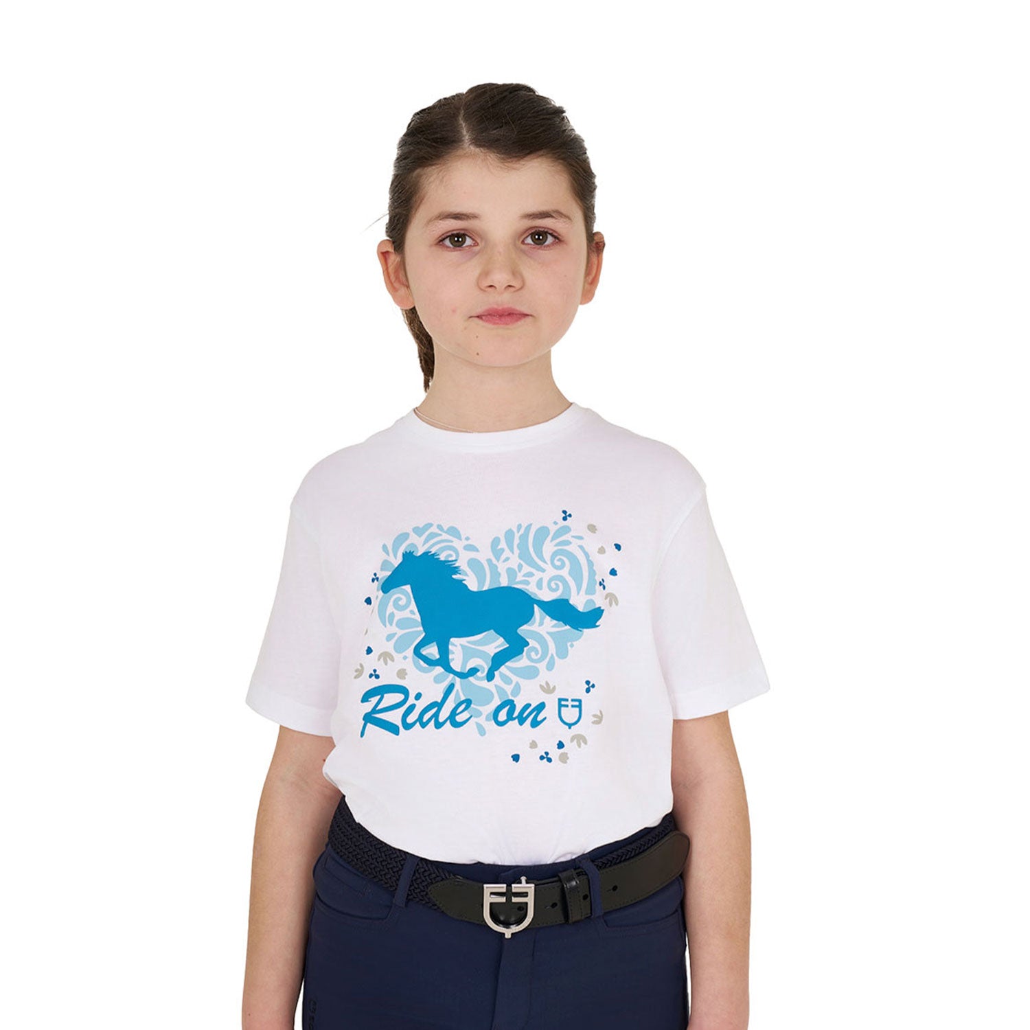 Equestro girl's ride on cotton t-shirt - neutra