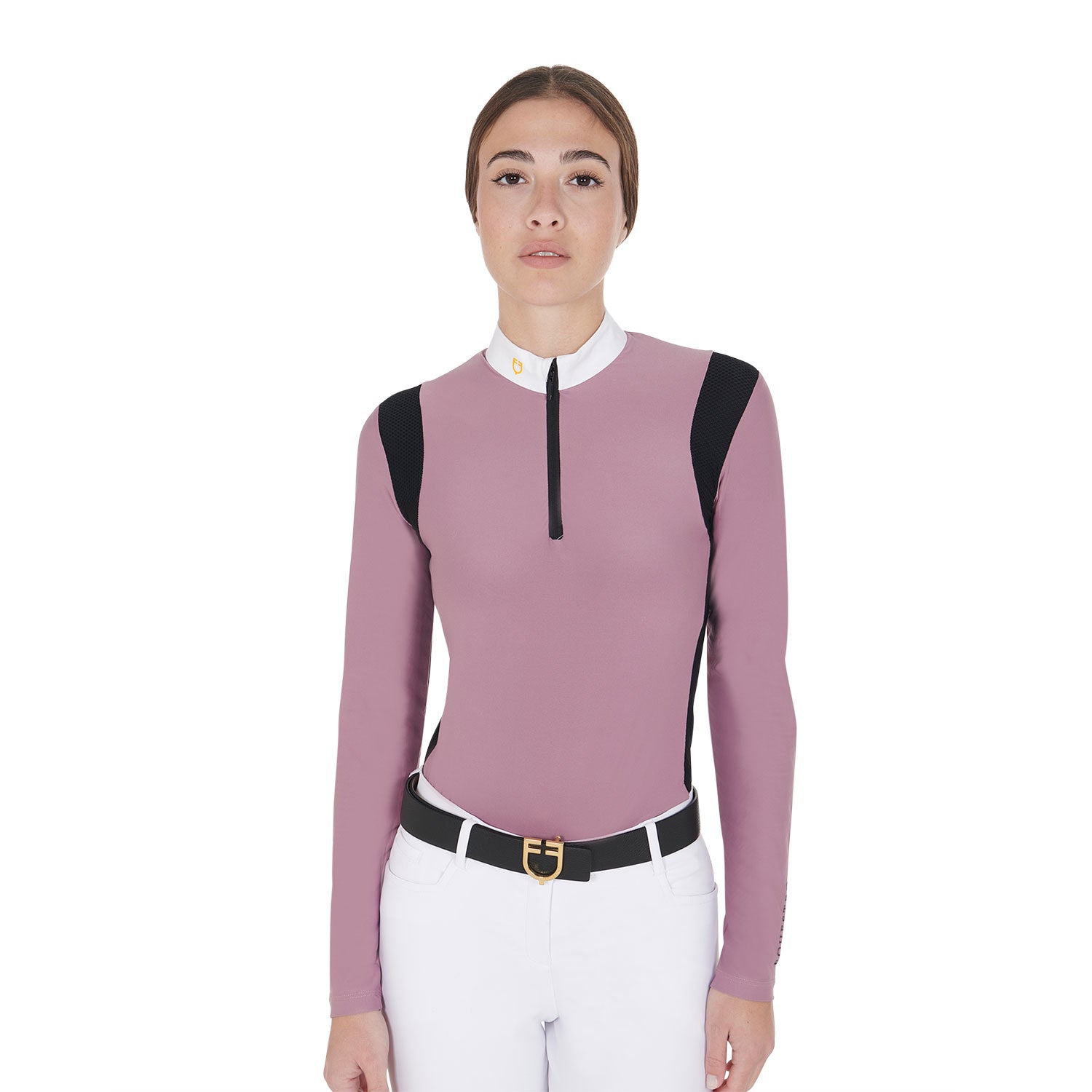 Equestro woman  jersey competition ls zip shirt - Colore PINK