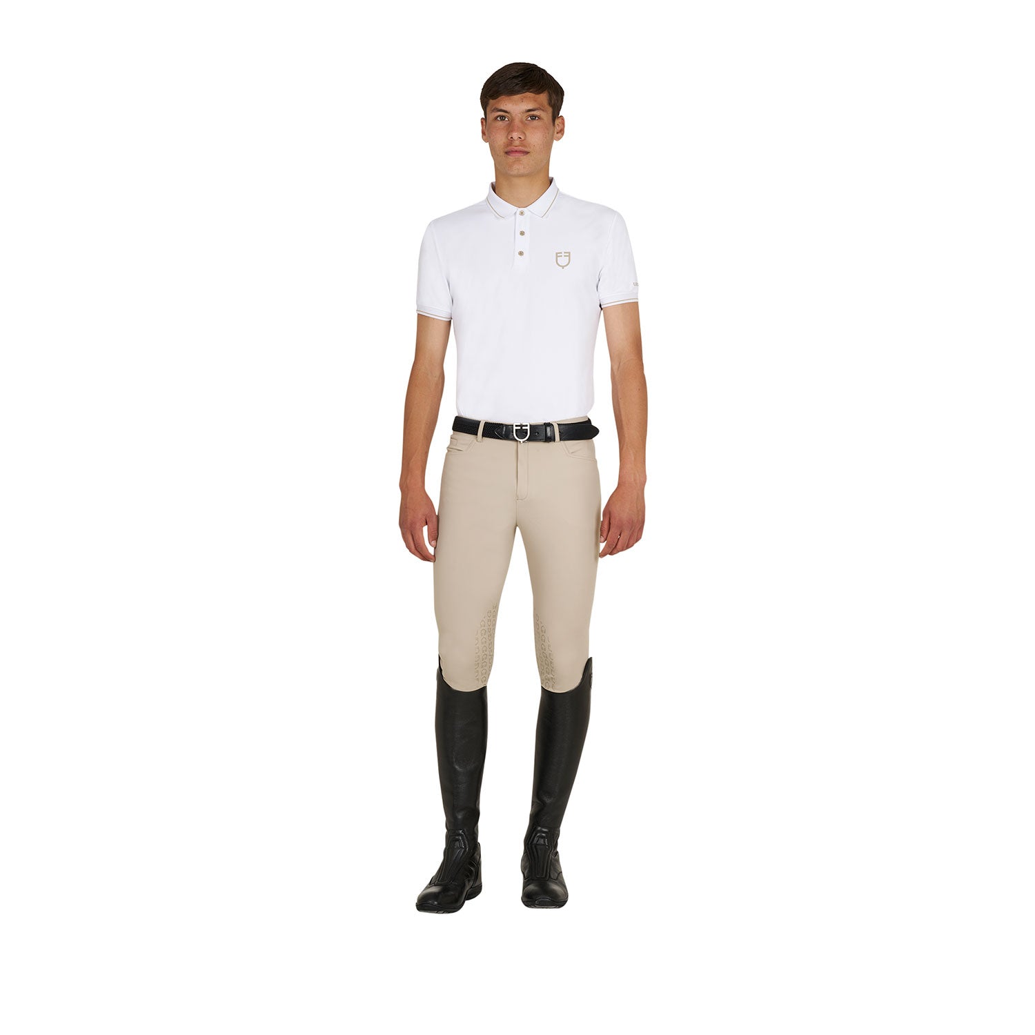 Equestro men's technical training polo - Colore WHITE/OXFORD TAN (15-1306)