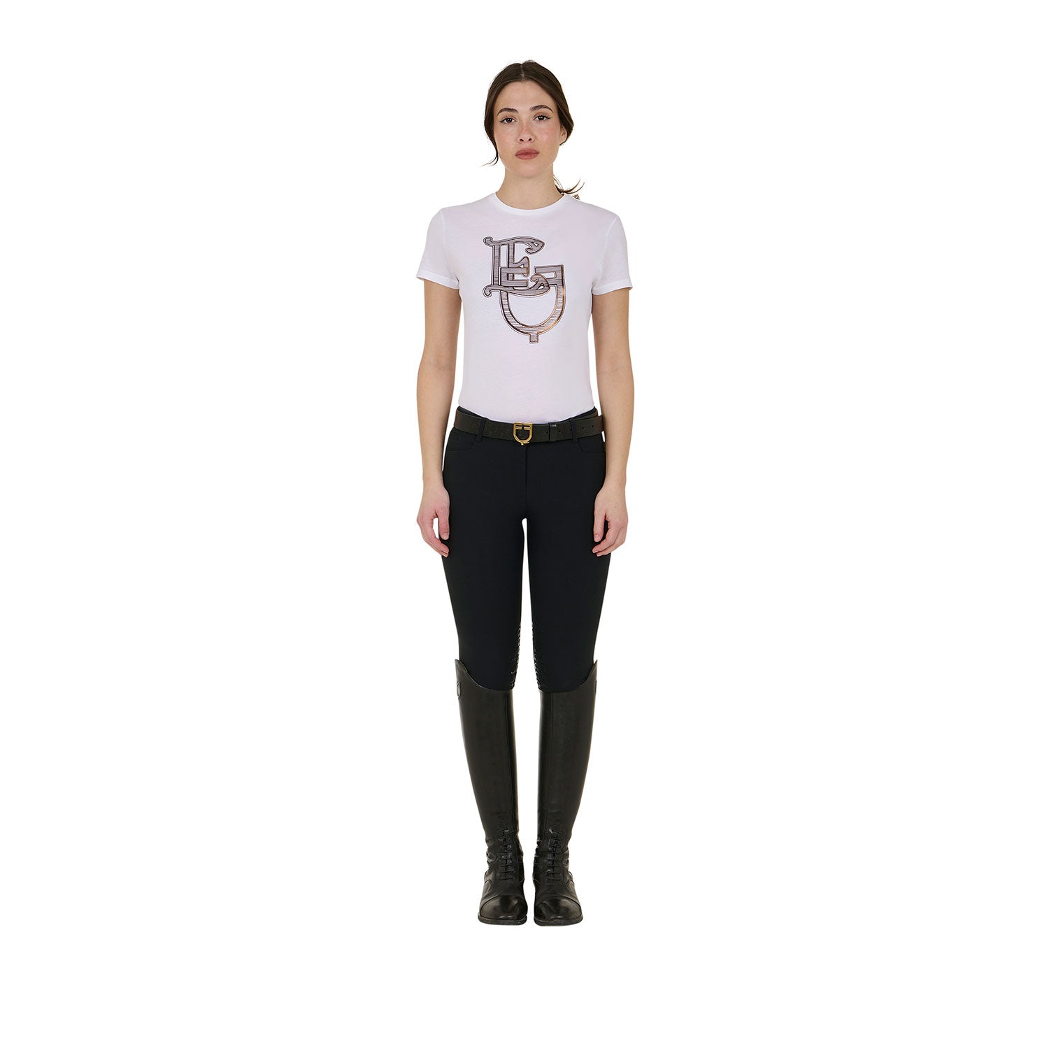 Equestro women's eq monogram cotton t-shirt - Colore WHITE