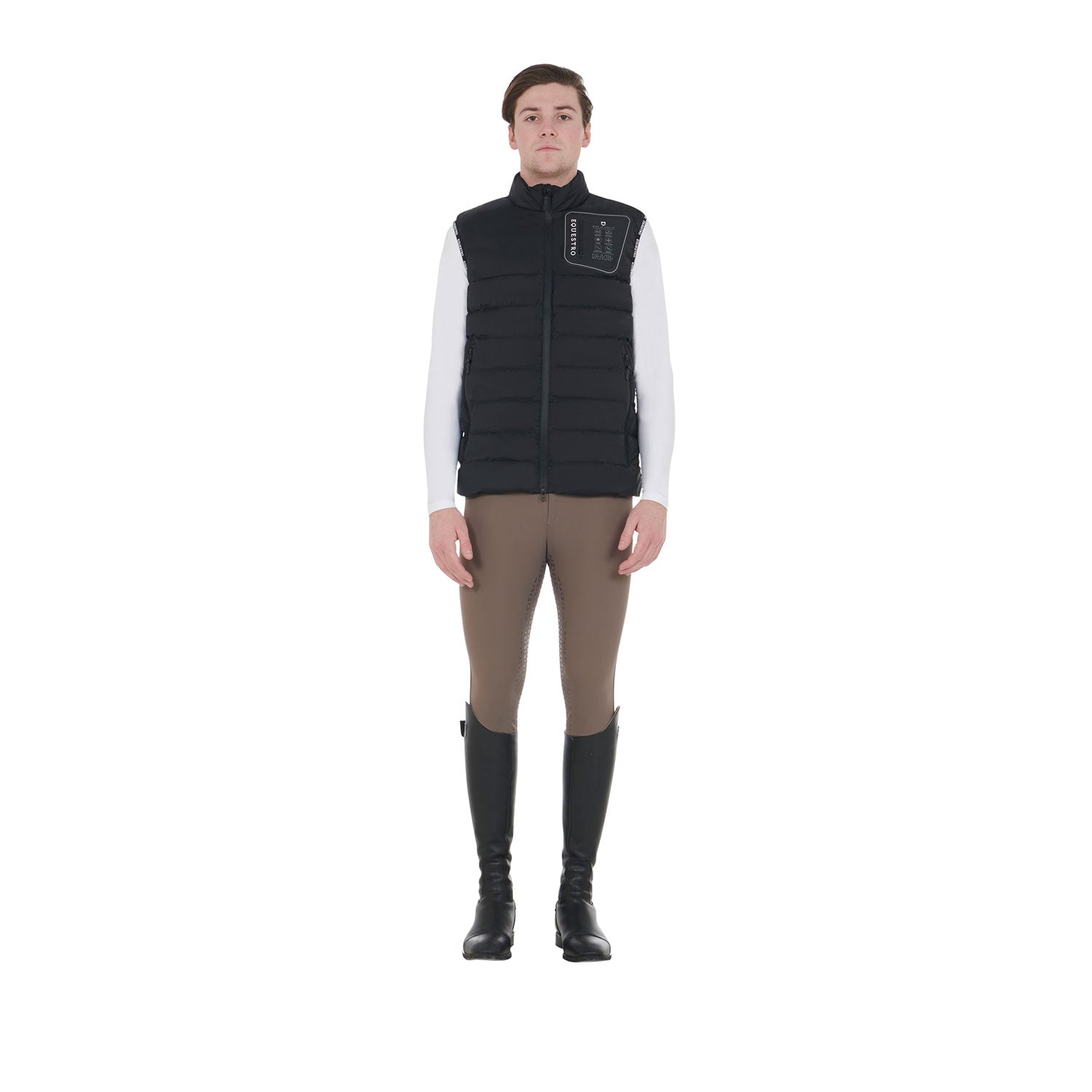Equestro men's stretch fabric quilted vest - Colore BLACK