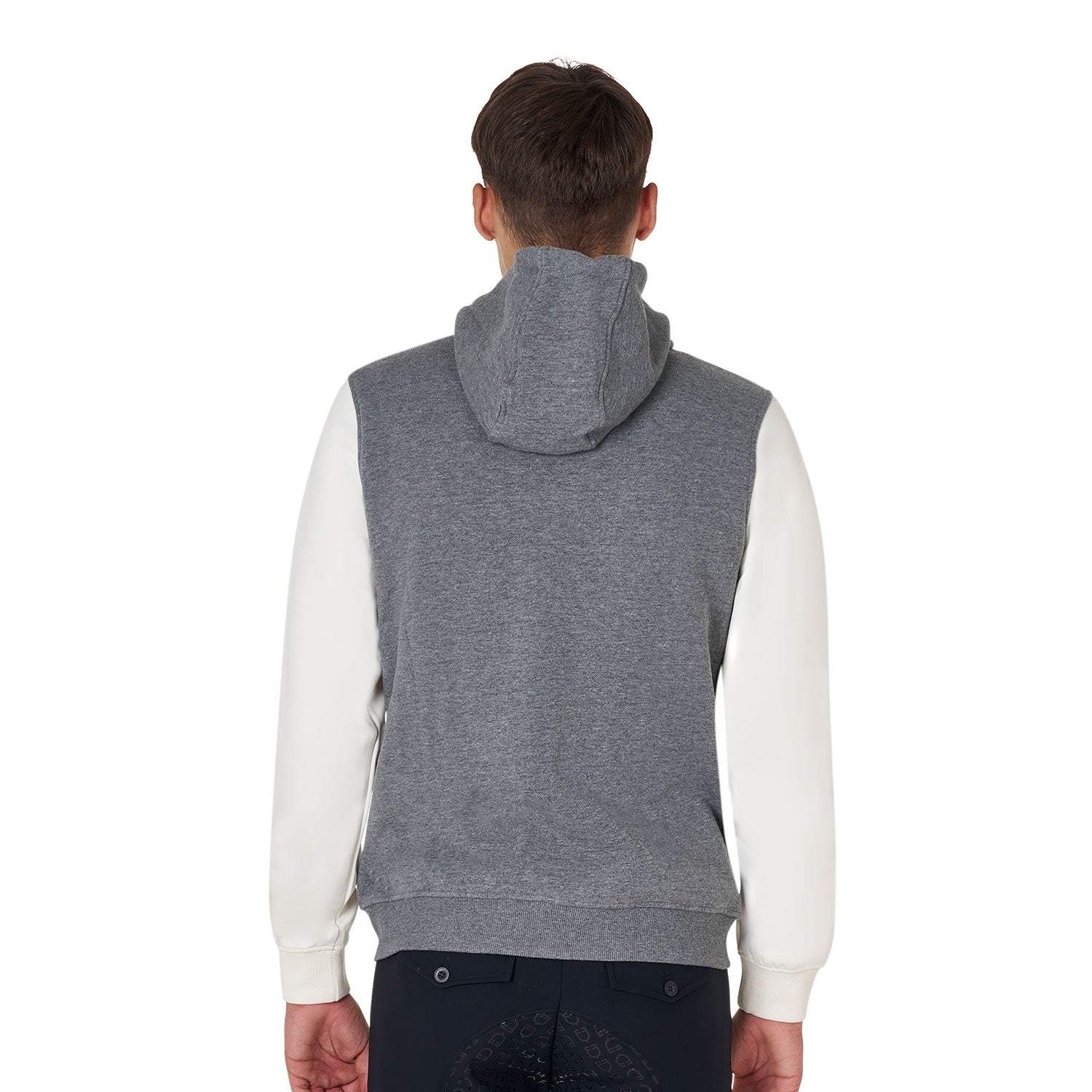 Equestro men's winter institutional bicolor hoodie - Colore GREY MELANGE/ANTIQUE WHITE (11-0105)