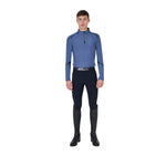 Equestro men's technical training polo shirt ls zip - Colore BERING SEA (18-4028)