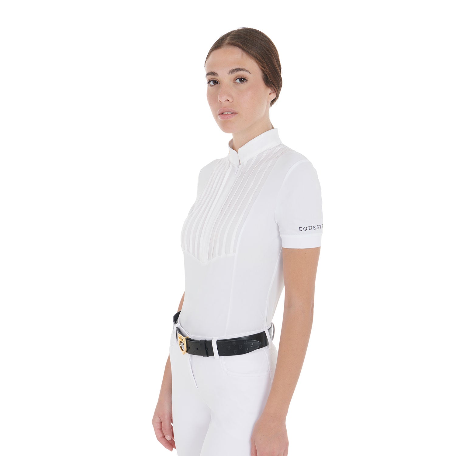 Equestro woman polo shirt ss zip - Colore WHITE