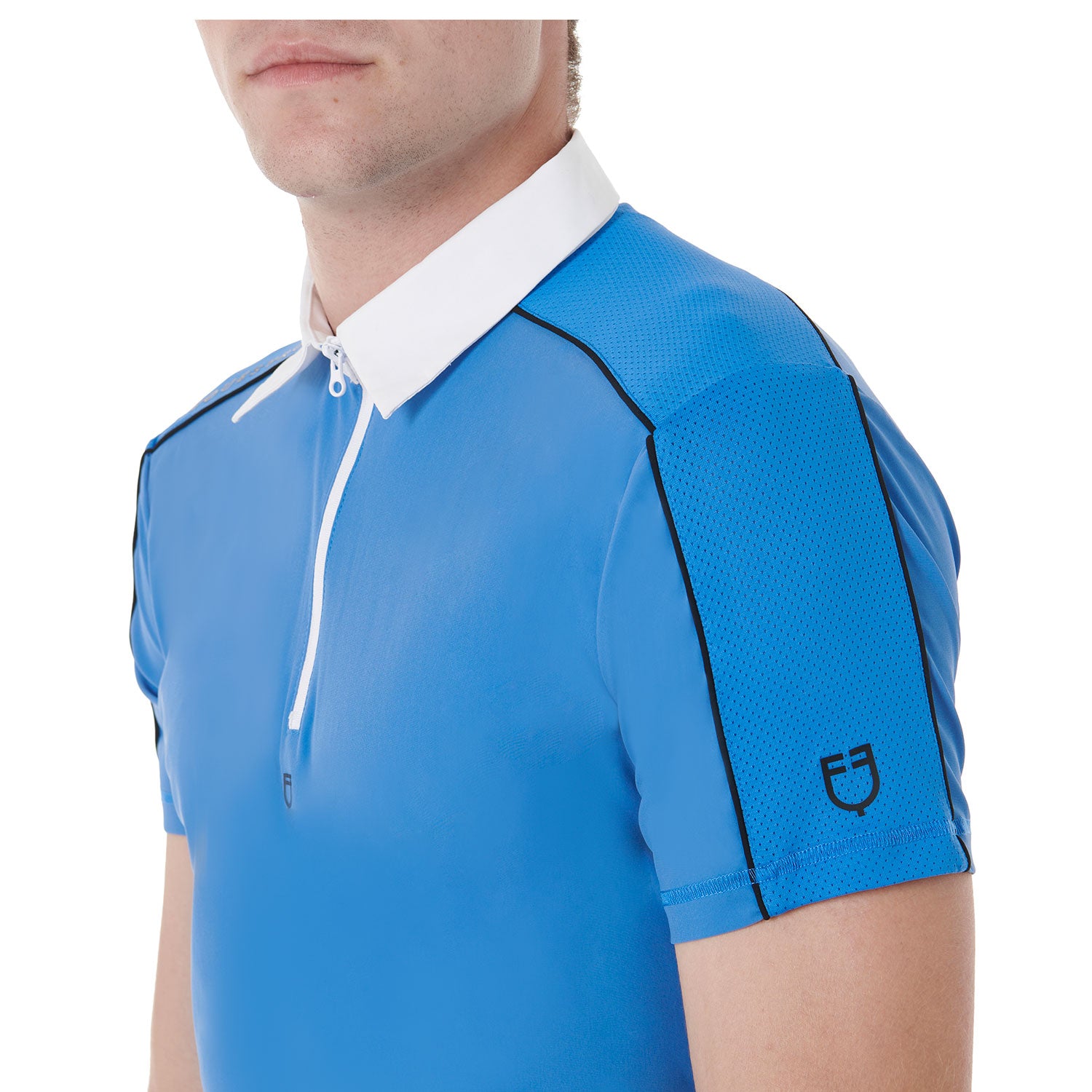 Equestro men's competition polo shirt ss mesh trim - Colore DAPHNE (18-4045)