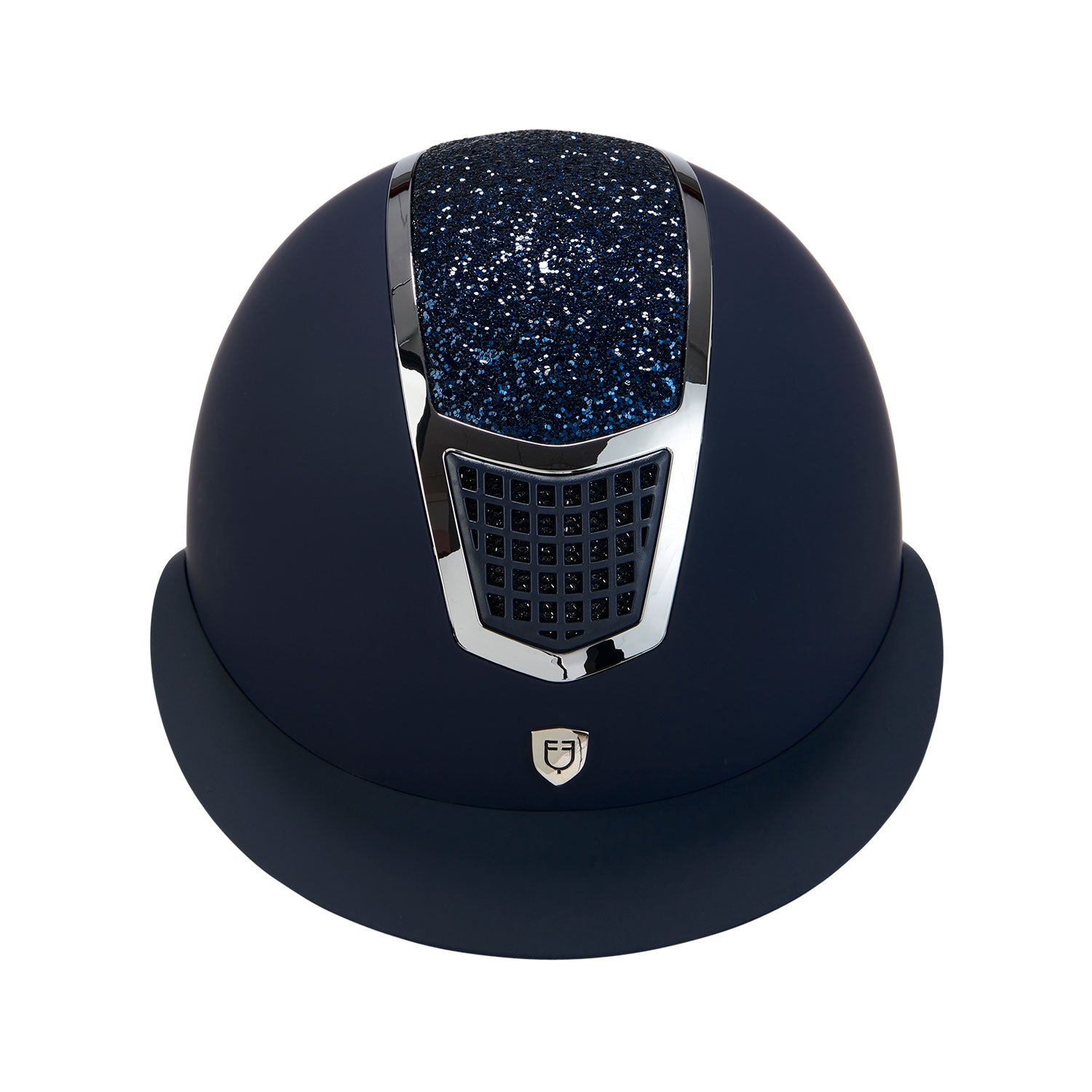 Equestro casco equestro modello eclipse stone mat wide visor rowel fitting - Colore NAVY/SILVER