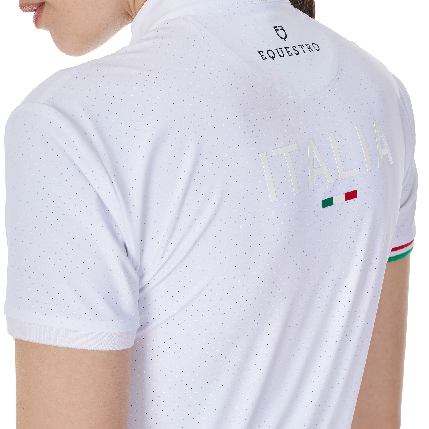 Equestro women's competition polo ss flag zip equestroxfise - Colore WHITE