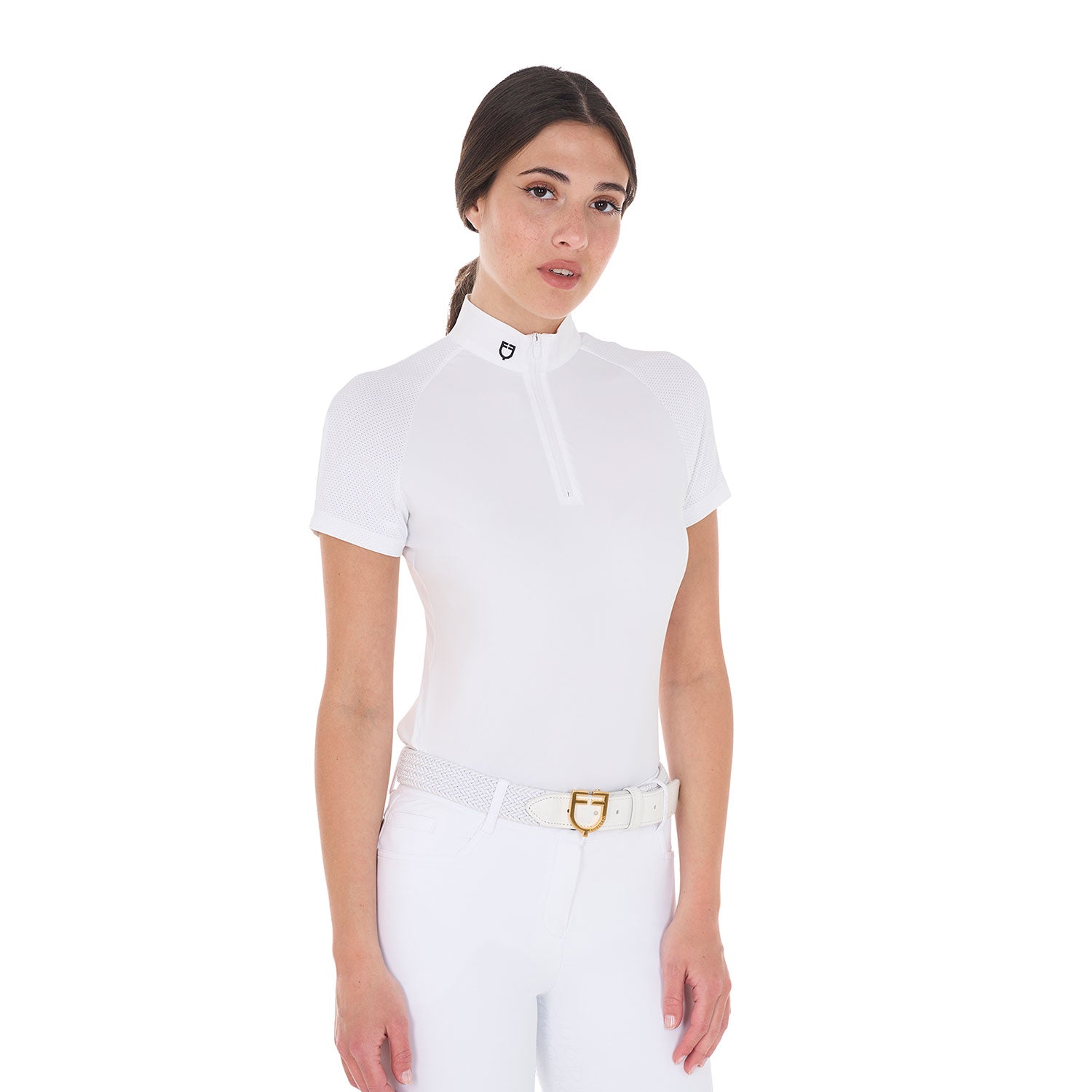 Equestro polo donna zip manica corta mesh modello taline - Colore WHITE