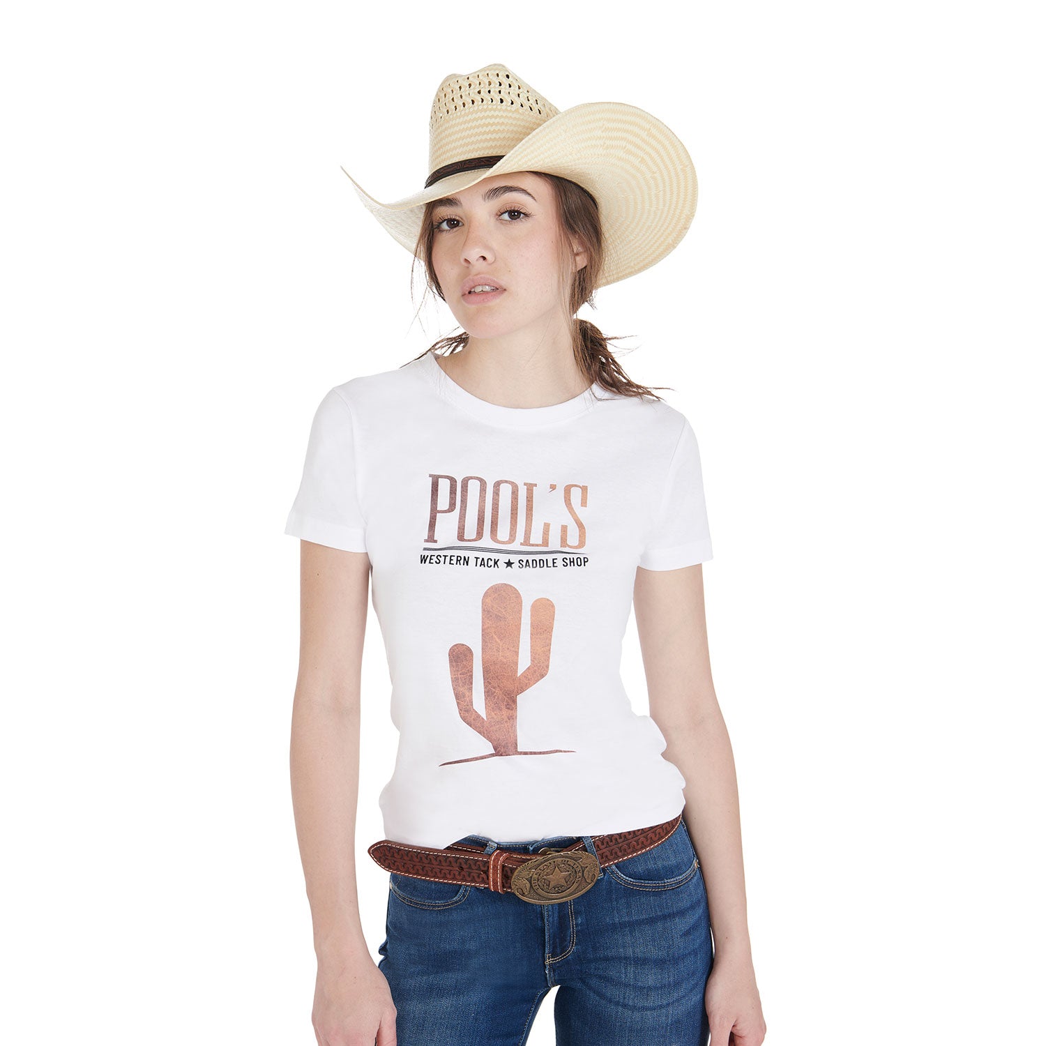 Pool's cactus leather effect woman cotton t-shirt - neutra