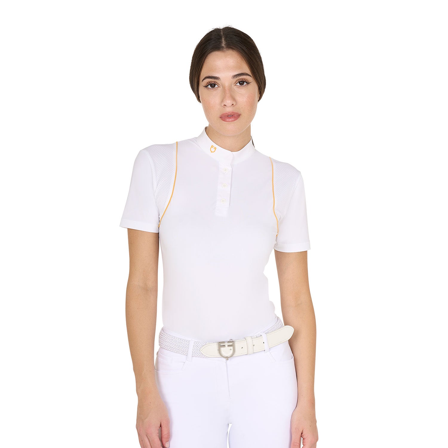 Equestro women's competition polo shirt ss buttons - neutra