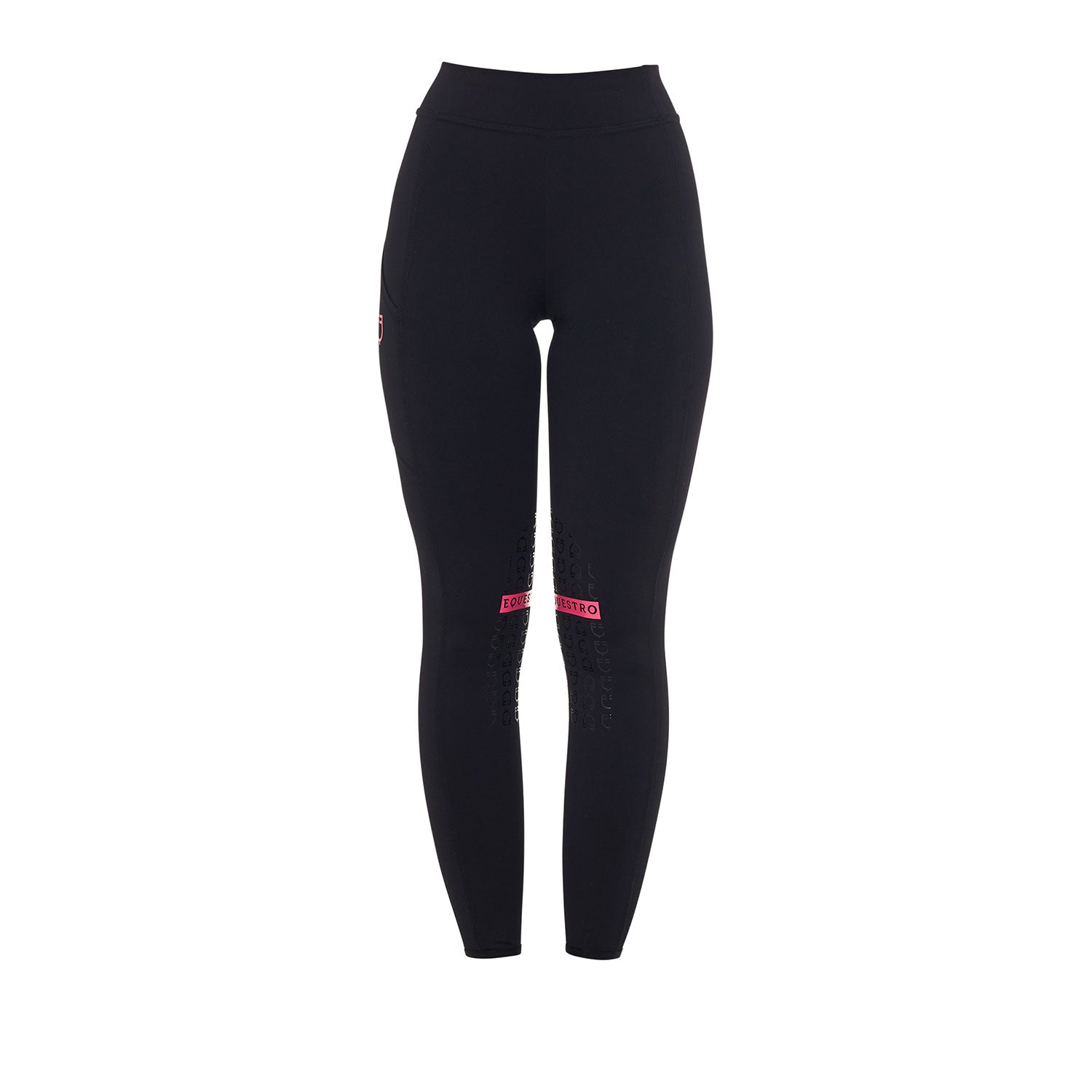 Equestro leggings equestro modello kao light tessuto tecnico elasticizzato - Colore BLACK/HONEYSUCKLE (18-2120)