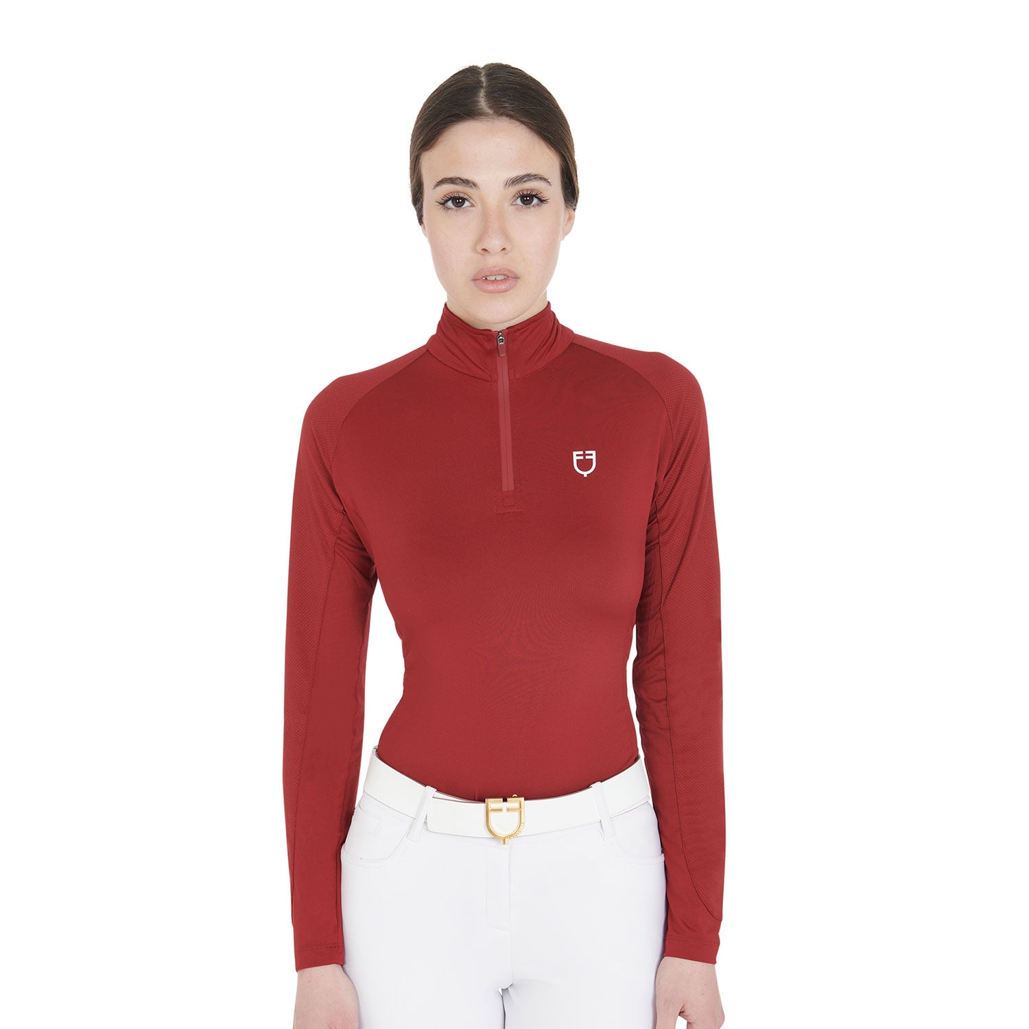 Equestro base layer donna equestro in tessuto tecnico - Colore BURGUNDY/WHITE