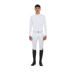 Equestro men's competition ridertechnology ls polo shirt with zip - Colore WHITE
