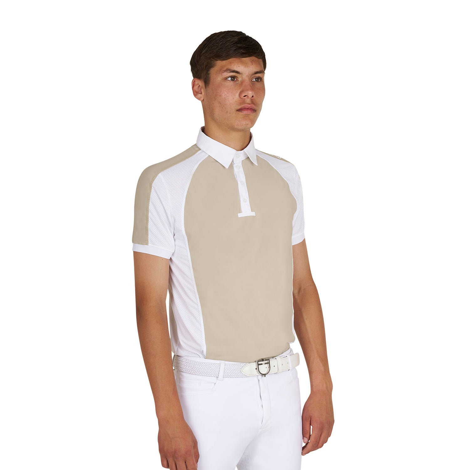 Equestro man polo shirt ss buttons 1/2 mesh - Colore OXFORD TAN (15-1306)
