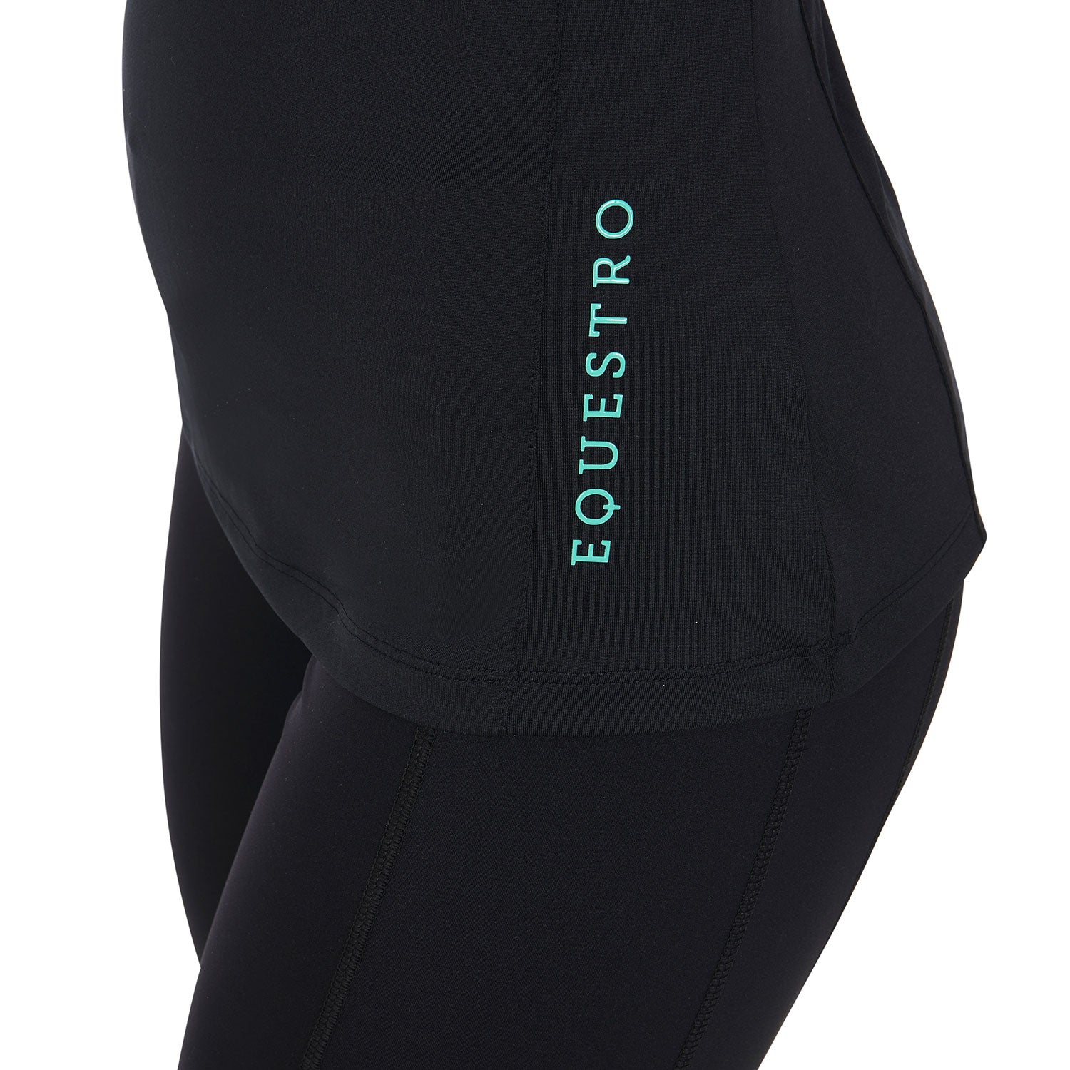 Equestro base layer donna equestro manica corta in tessuto tecnico - Colore BLACK/EMERALD 333C