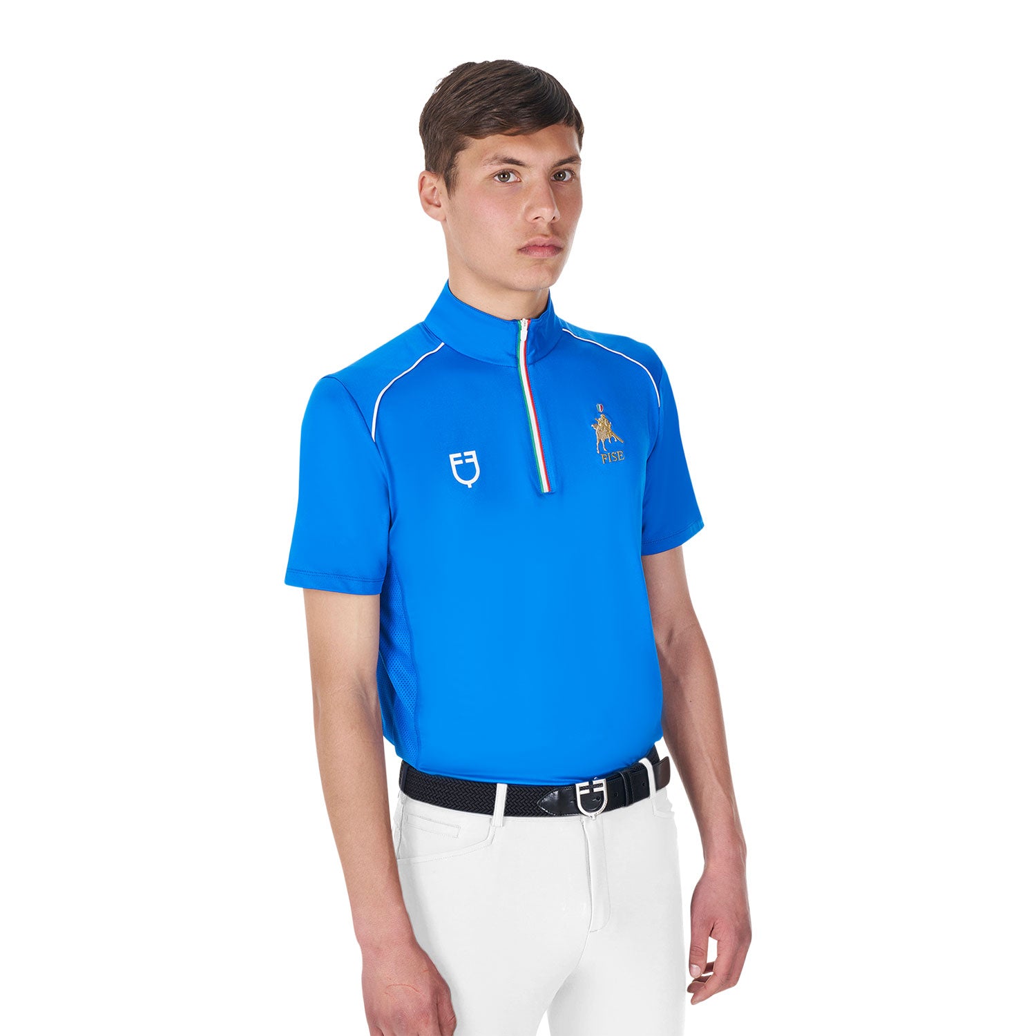 Equestro men's technical training polo ss zip equestroxfise - Colore AZZURRO SAVOIA (19-4150)