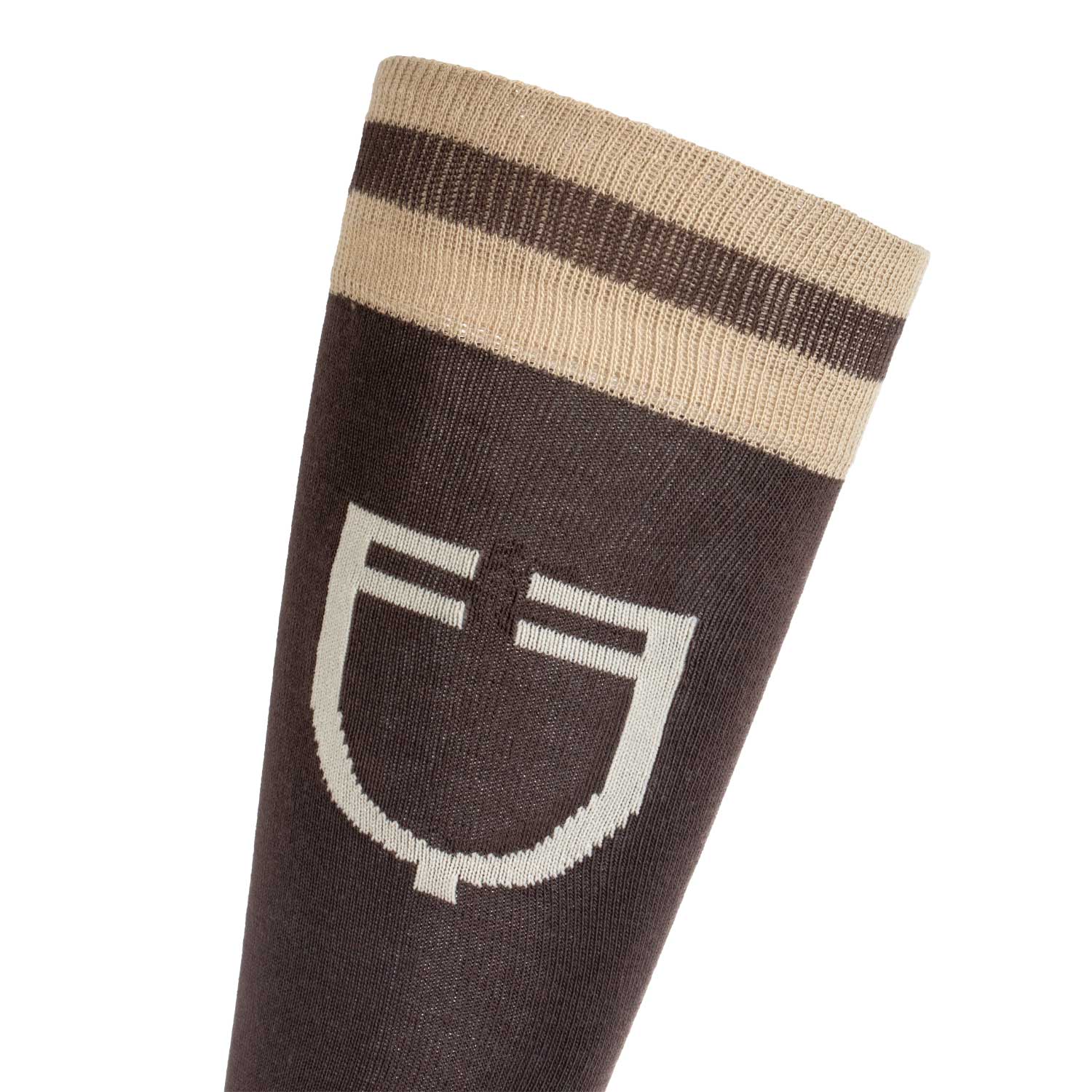 Equestro unisex college sock - Colore MARRON(181415)/ANTIQUE WHITE (11-0105)