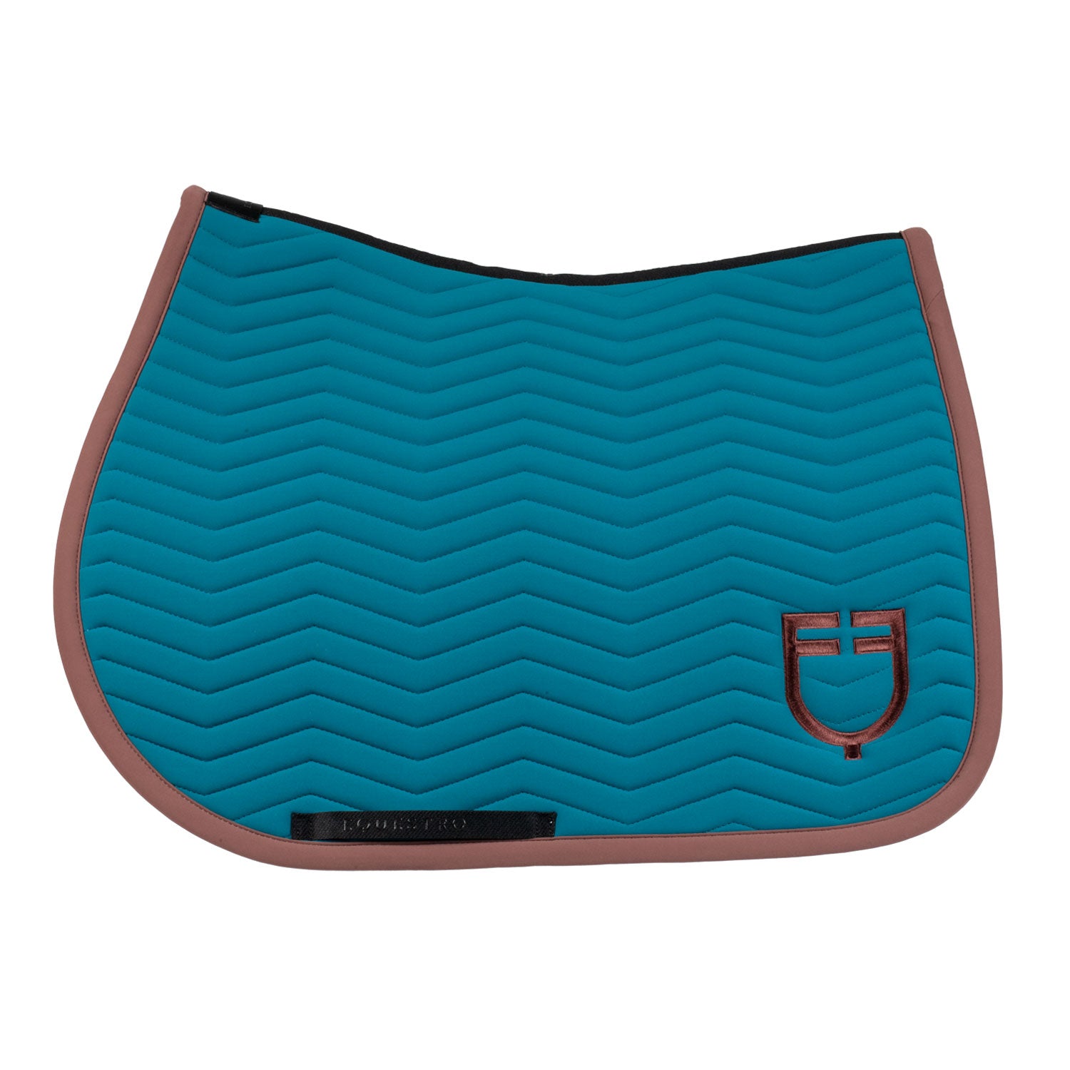 Equestro wave quilting jumping saddle pad - Colore BLUE CORAL (19-4526)/MARRON (18-1415)
