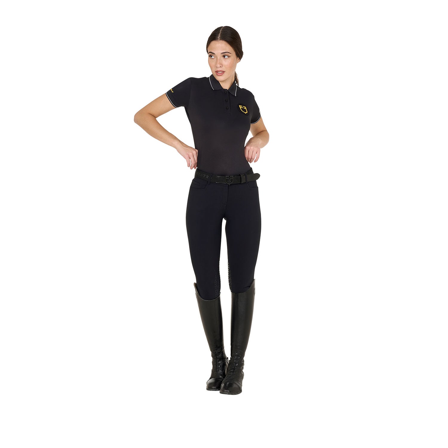 Equestro women's scuderia equestro collection techinical training polo - Colore BLACK