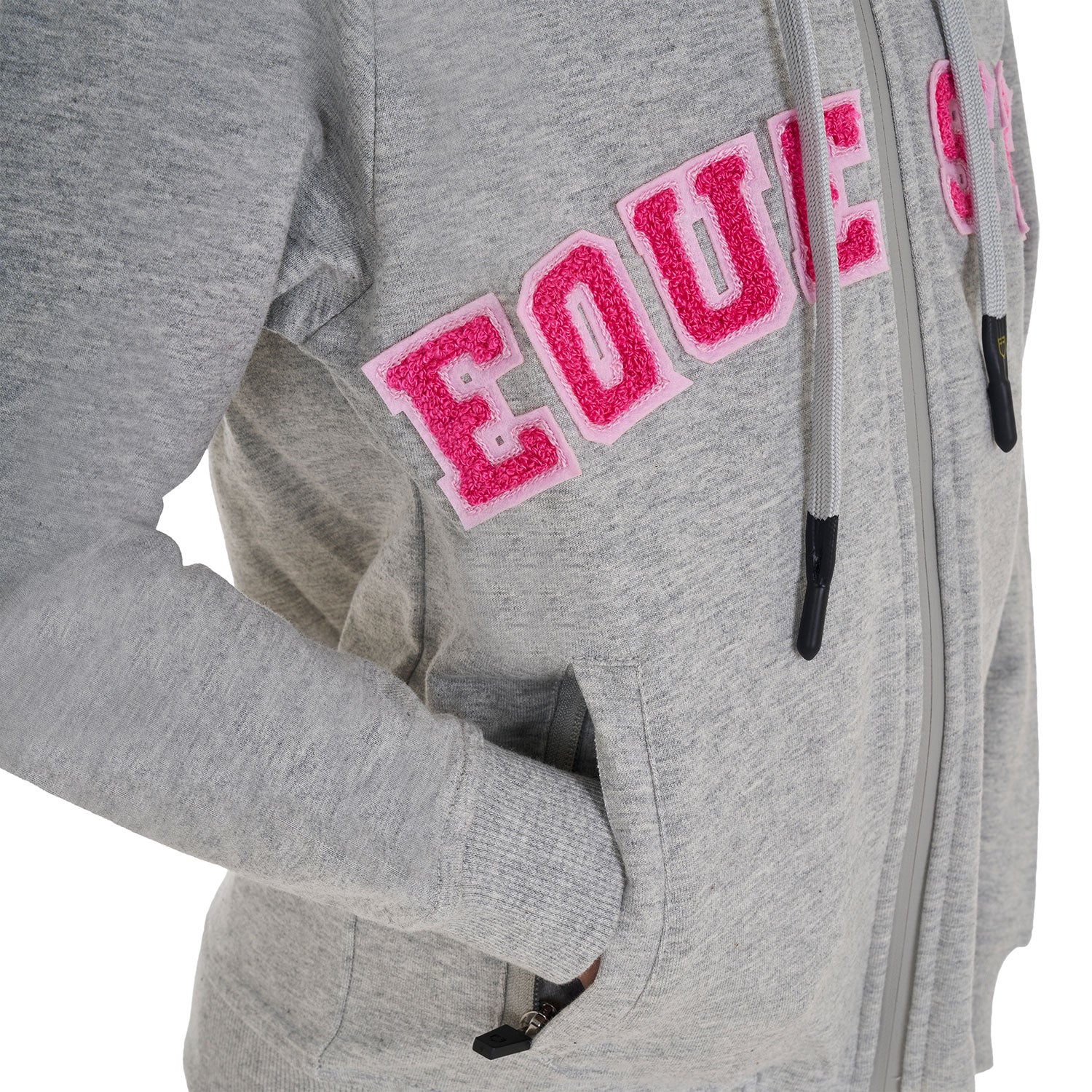 Equestro kid's sponge stitch hoodie - Colore LIGHT GREY MELANGE/HONEYSUCKLE (18-2120)