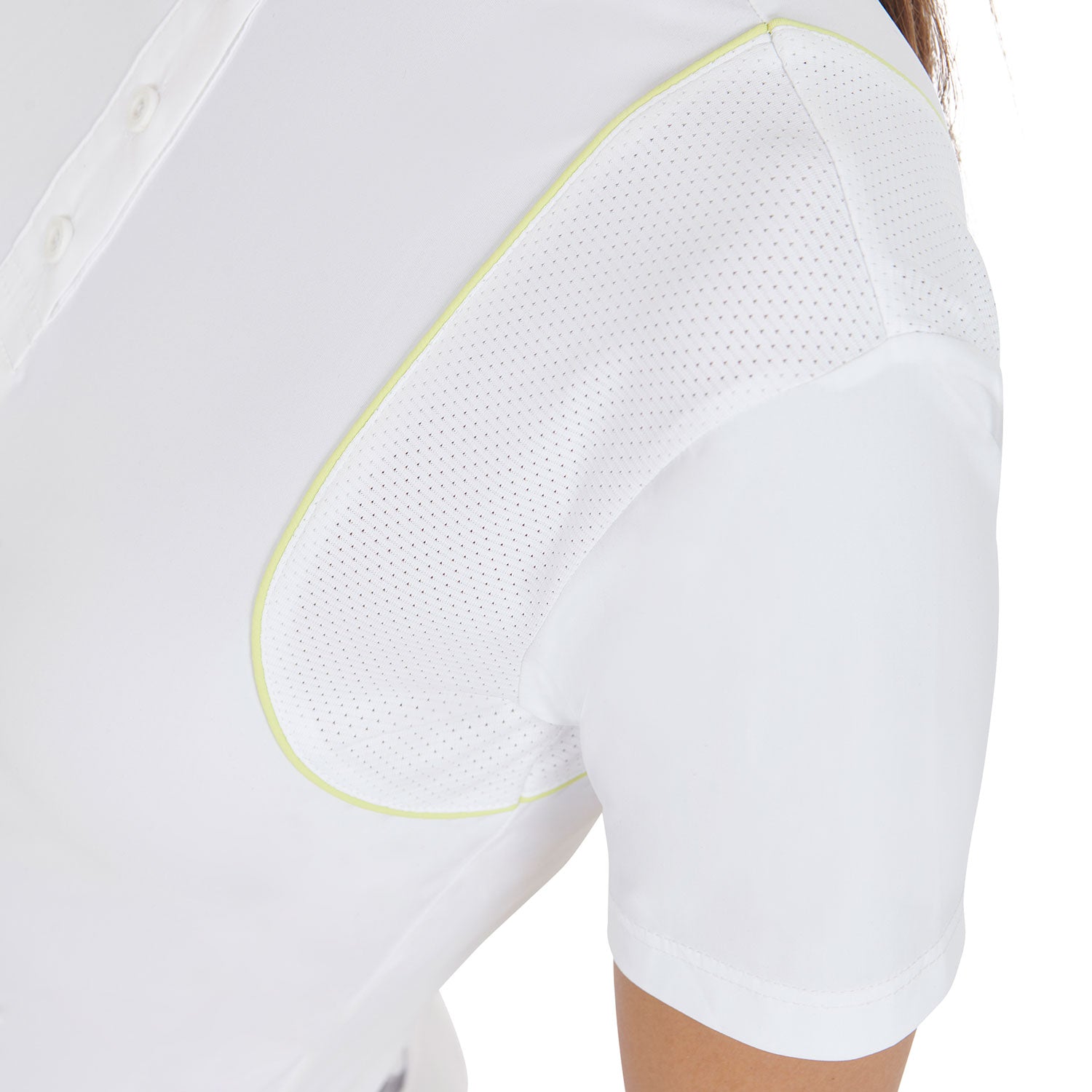 Equestro women's competition polo shirt ss buttons - Colore WHITE/LIME