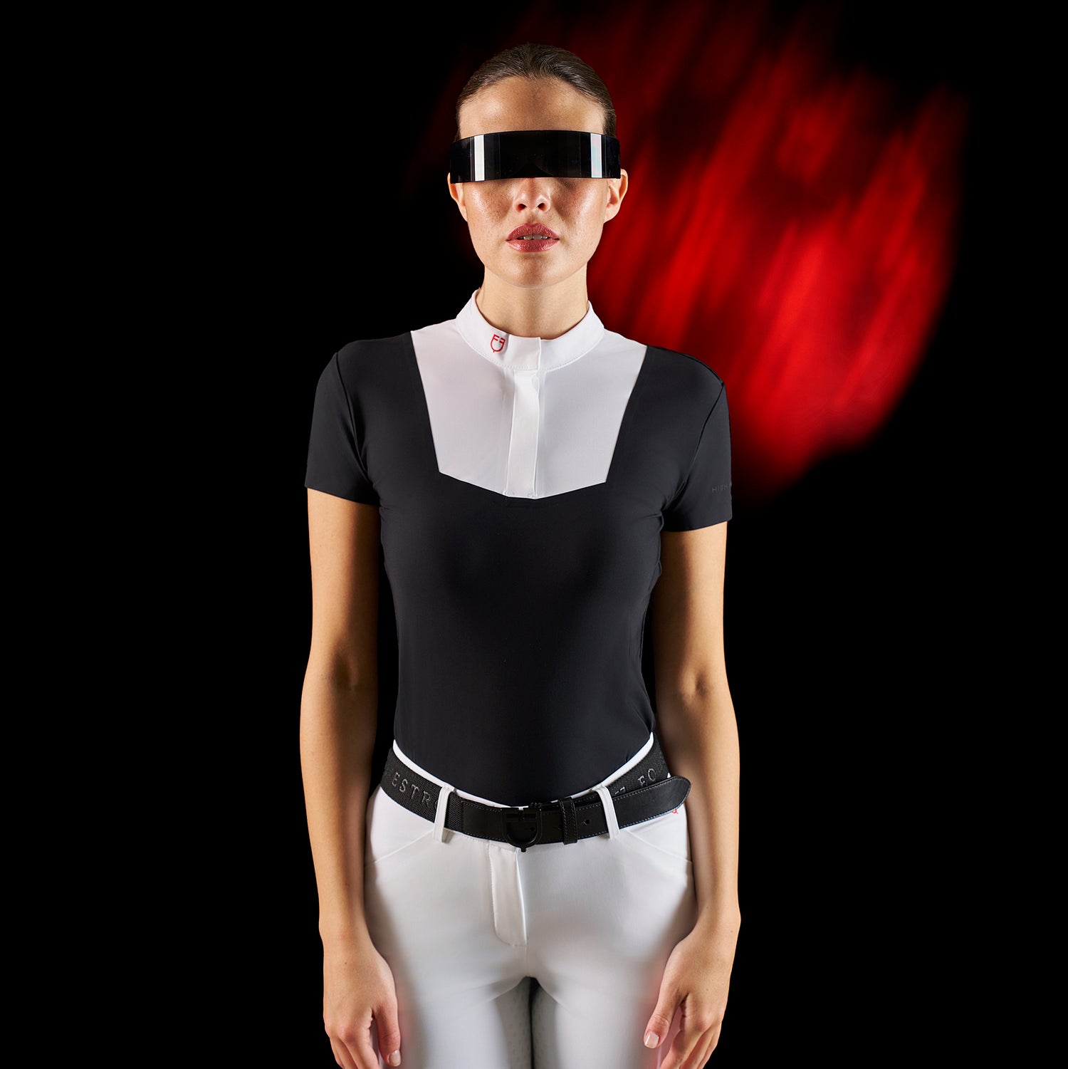 Equestro women's competition ridertechnology shirt ss with buttons - neutra