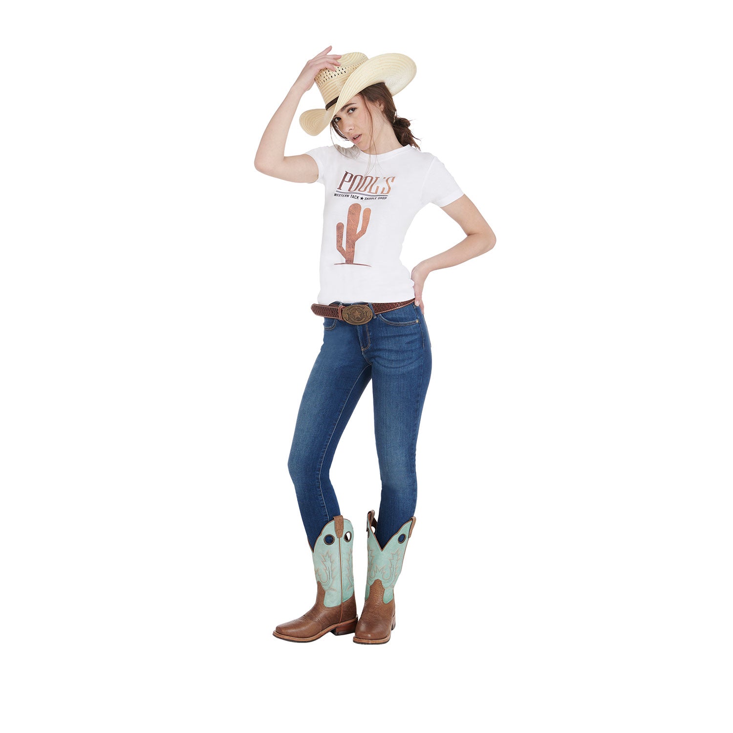 Pool's cactus leather effect woman cotton t-shirt - Colore WHITE