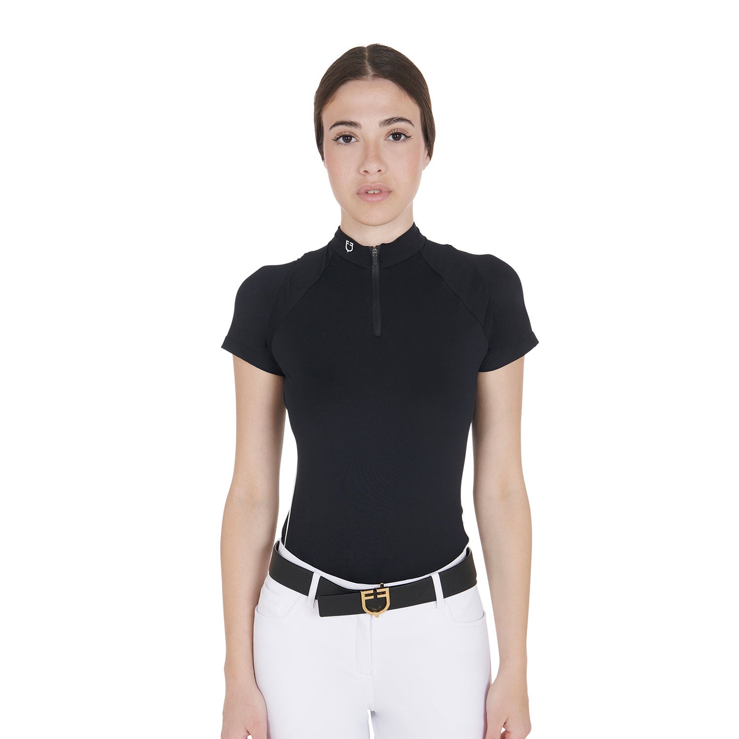 Equestro woman technical training polo ss zip - neutra