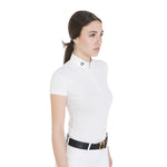 Equestro polo donna traforata manica corta chiusura zip modello yeva - Colore WHITE