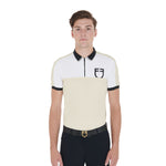 Equestro men's training bicolor polo shirt ss zip - Colore BEIGE/WHITE