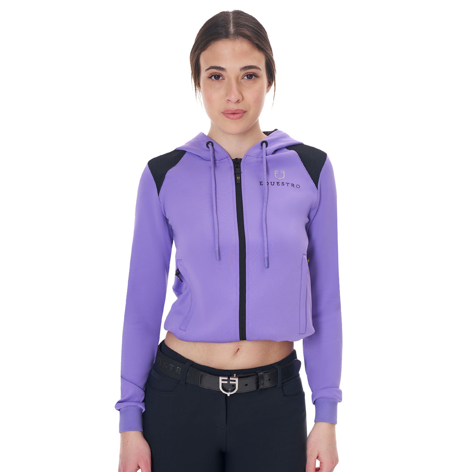 Equestro women's scuba cropped hoodie - neutra