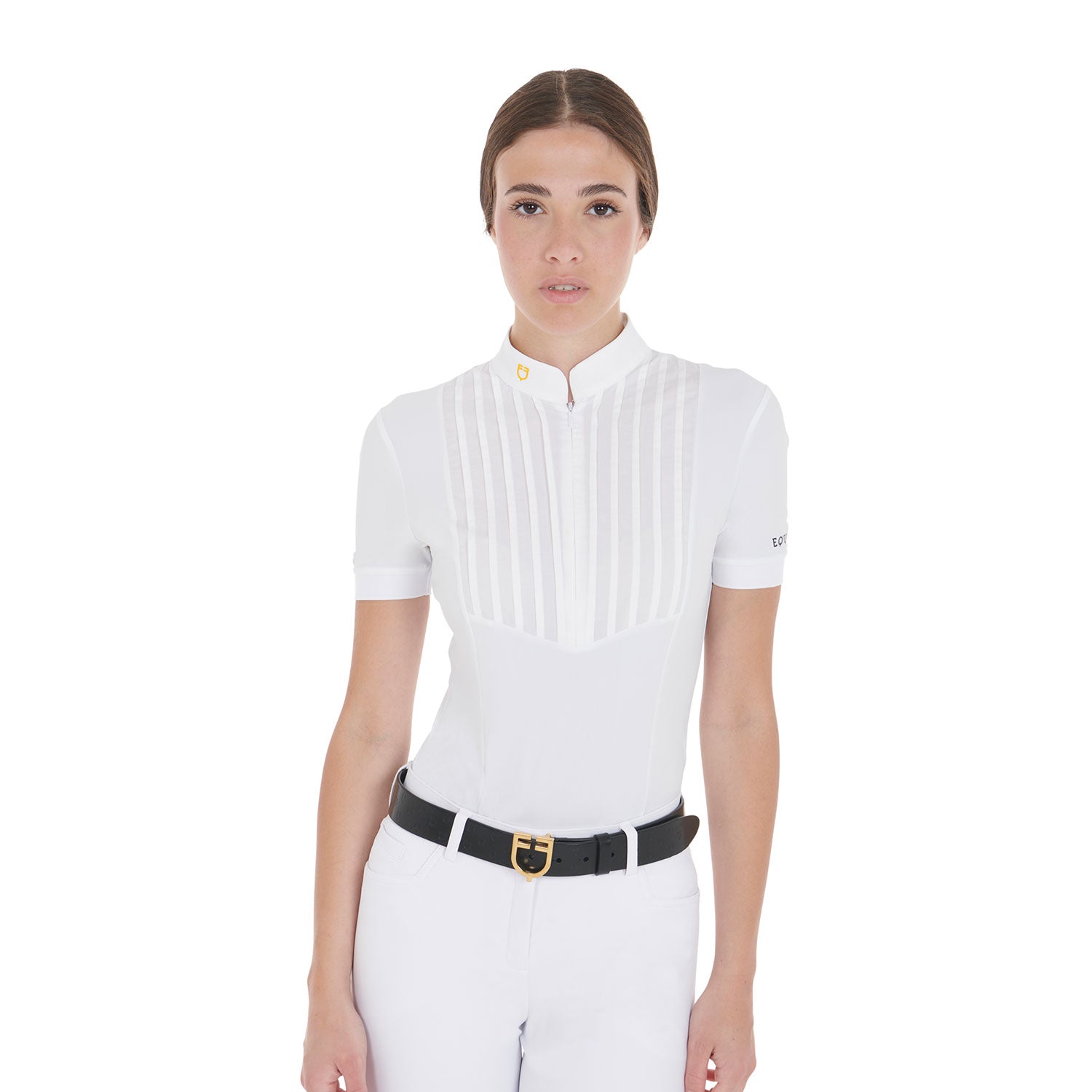 Equestro woman polo shirt ss zip - neutra