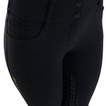 Equestro women's high waist breeches knee grip with  fleece lining - Colore BLACK