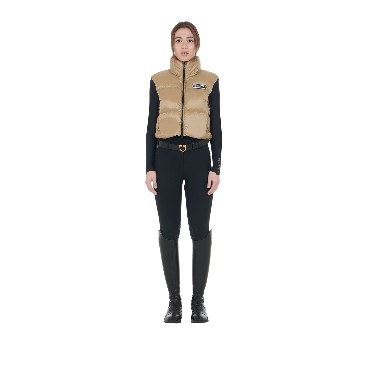 Equestro women's cropped nylon rip stop vest - Colore INCENSE (16-1010)