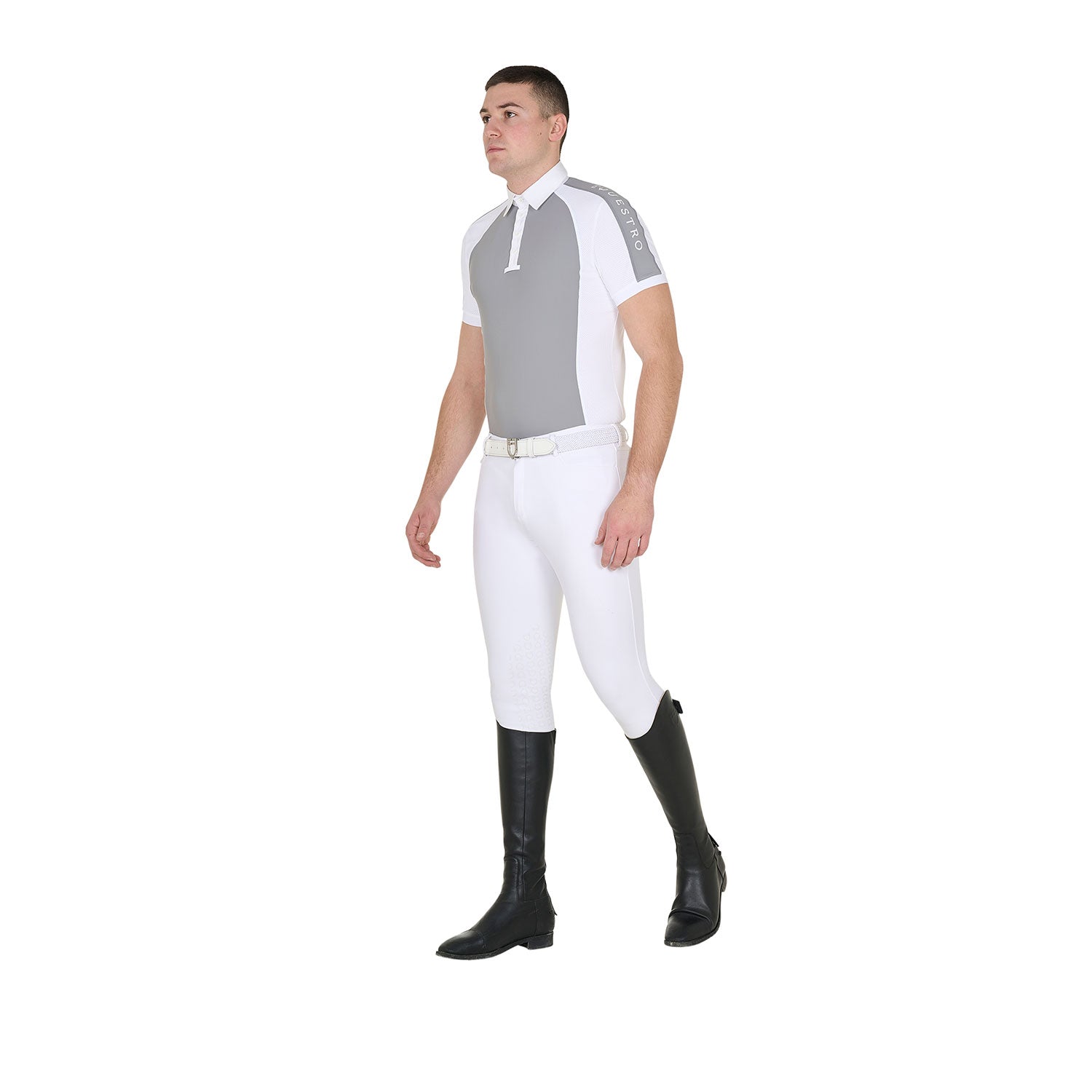 Equestro man polo shirt ss buttons 1/2 mesh - Colore FROST GREY (17-0000)