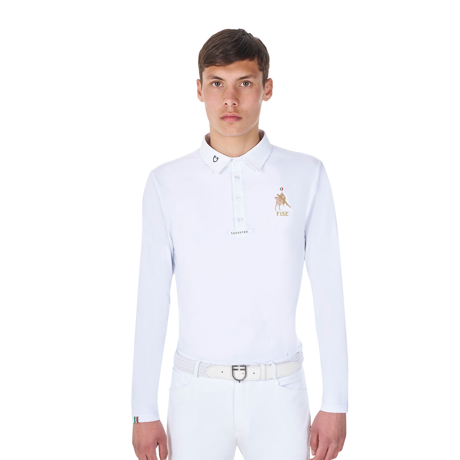 Equestro men's competition polo ls buttons equestroxfise - neutra