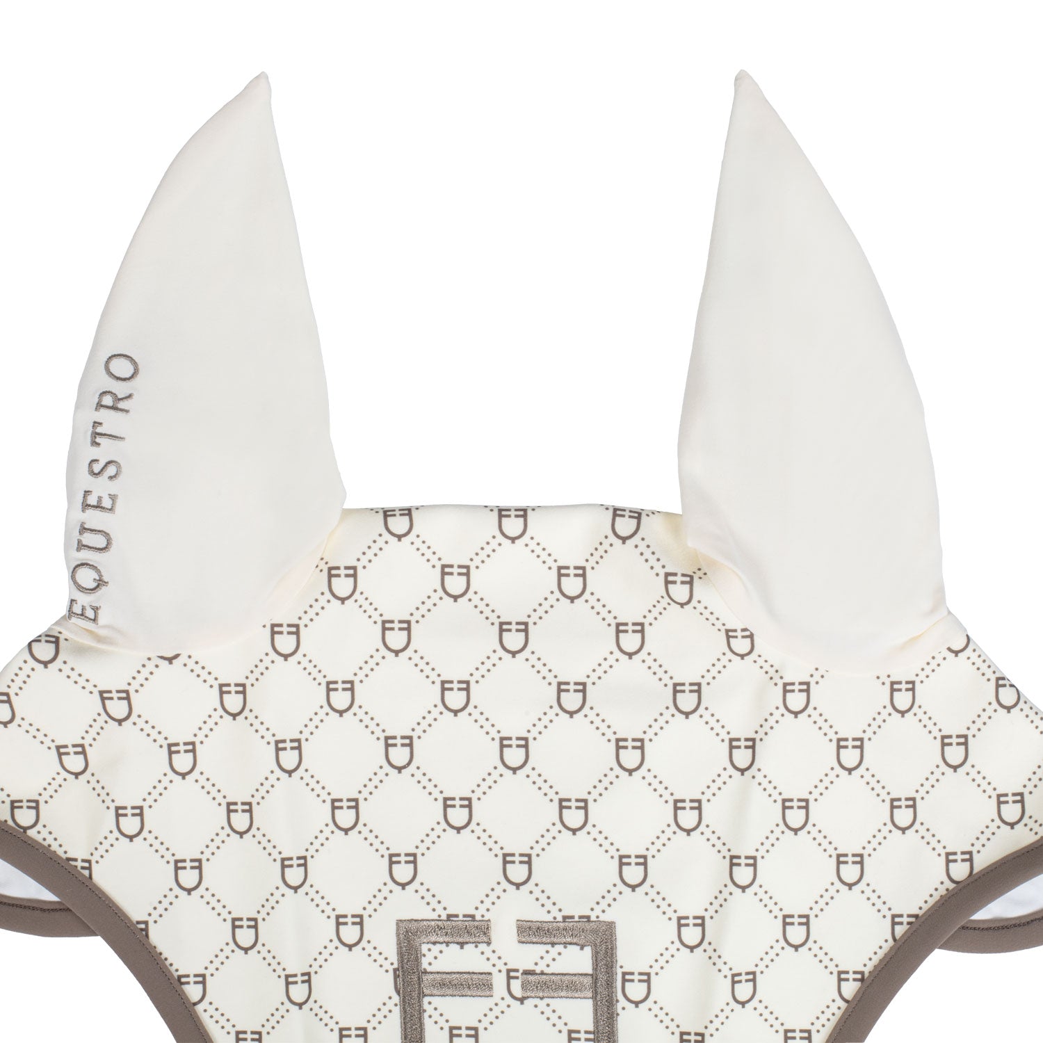 Equestro monogram print fly veil - Colore ANTIQUE WHITE (11-0105)/WALNUT (18-1112)
