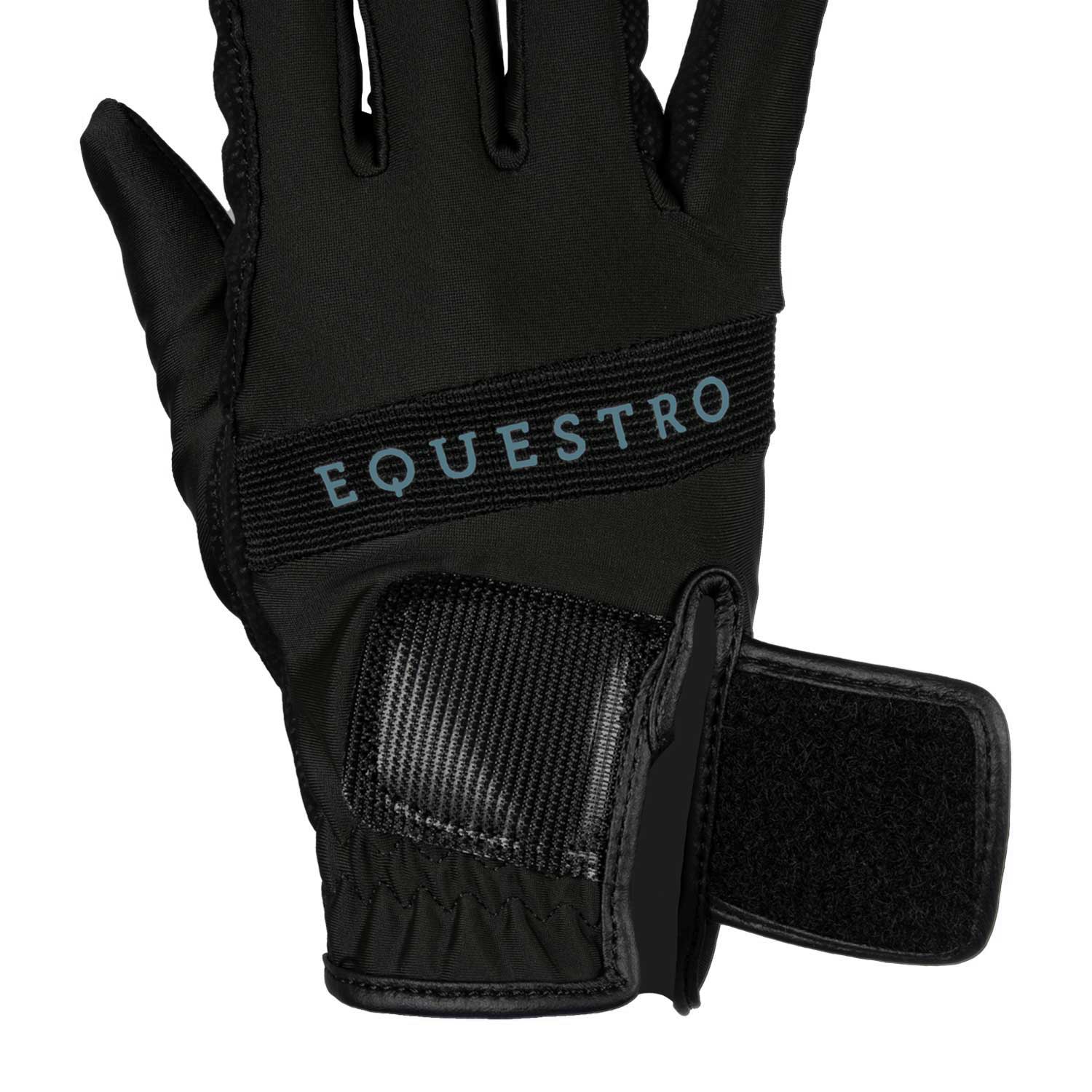 Equestro multicolor logo gloves - Colore BLACK/BLUE CORAL (19-4526)