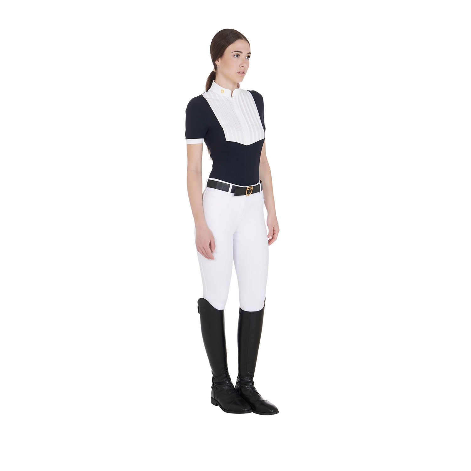 Equestro woman polo shirt ss zip - Colore NAVY