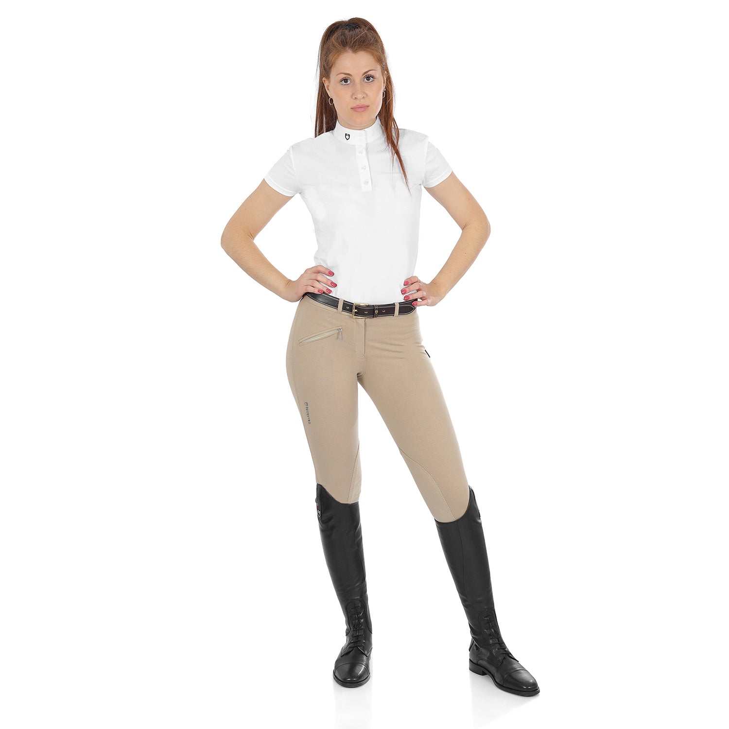 Equestro Pantaloni Donna Modello Selene in Cotone Elasticizzato