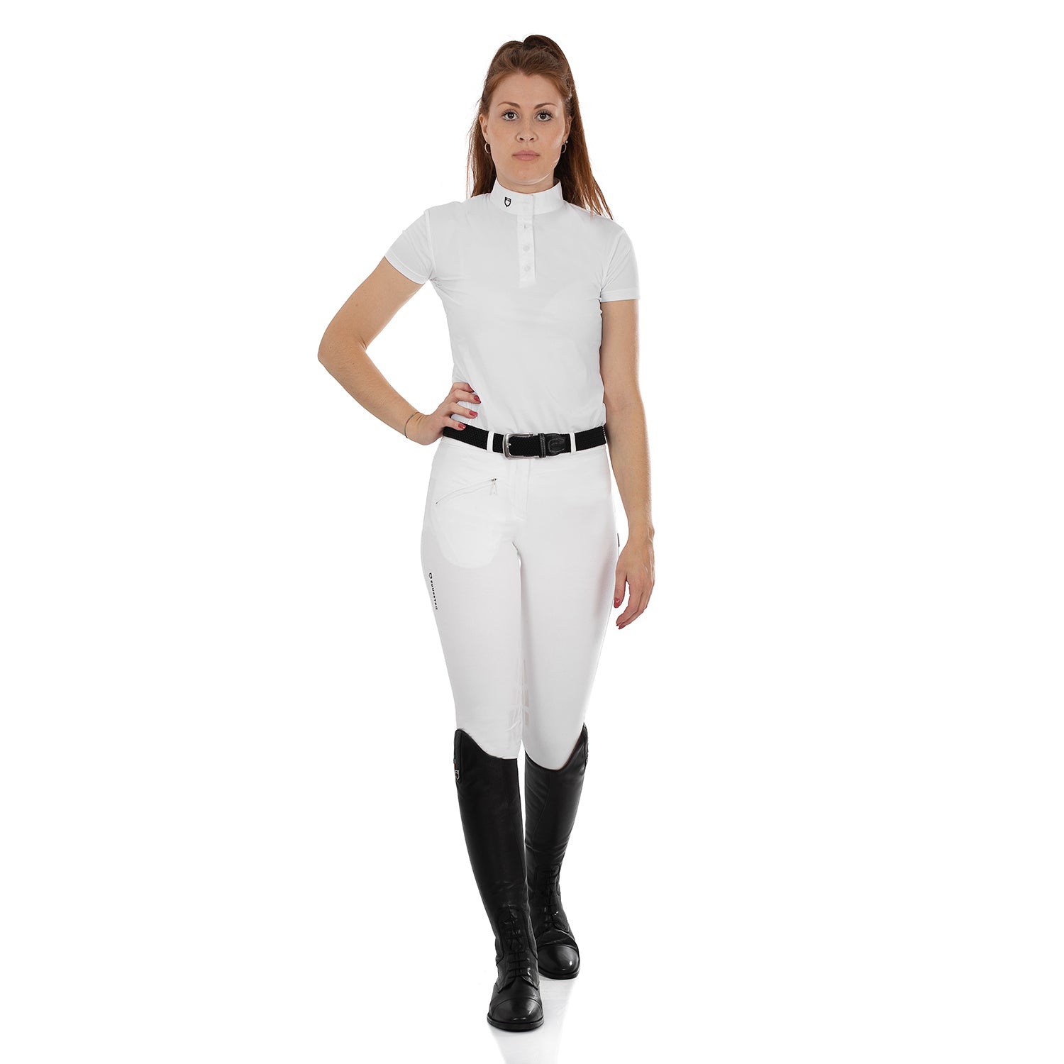 Equestro Pantaloni Donna Modello Selene in Cotone Elasticizzato con Grip