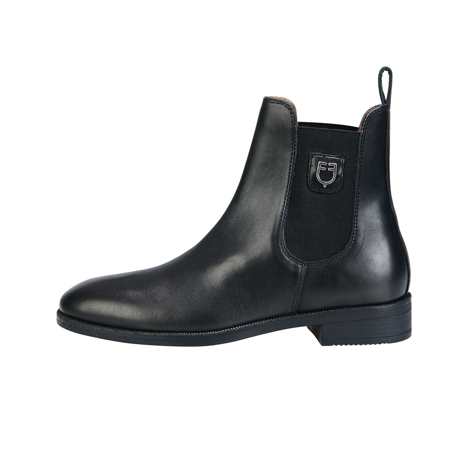 Stivaletti equitazione Jodhpur in vitello pieno fiore con elastici laterali e logo Equestro