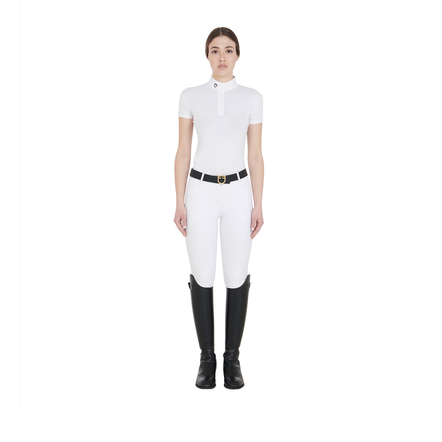 Polo donna da concorso slim fit colletto coreano Equestro