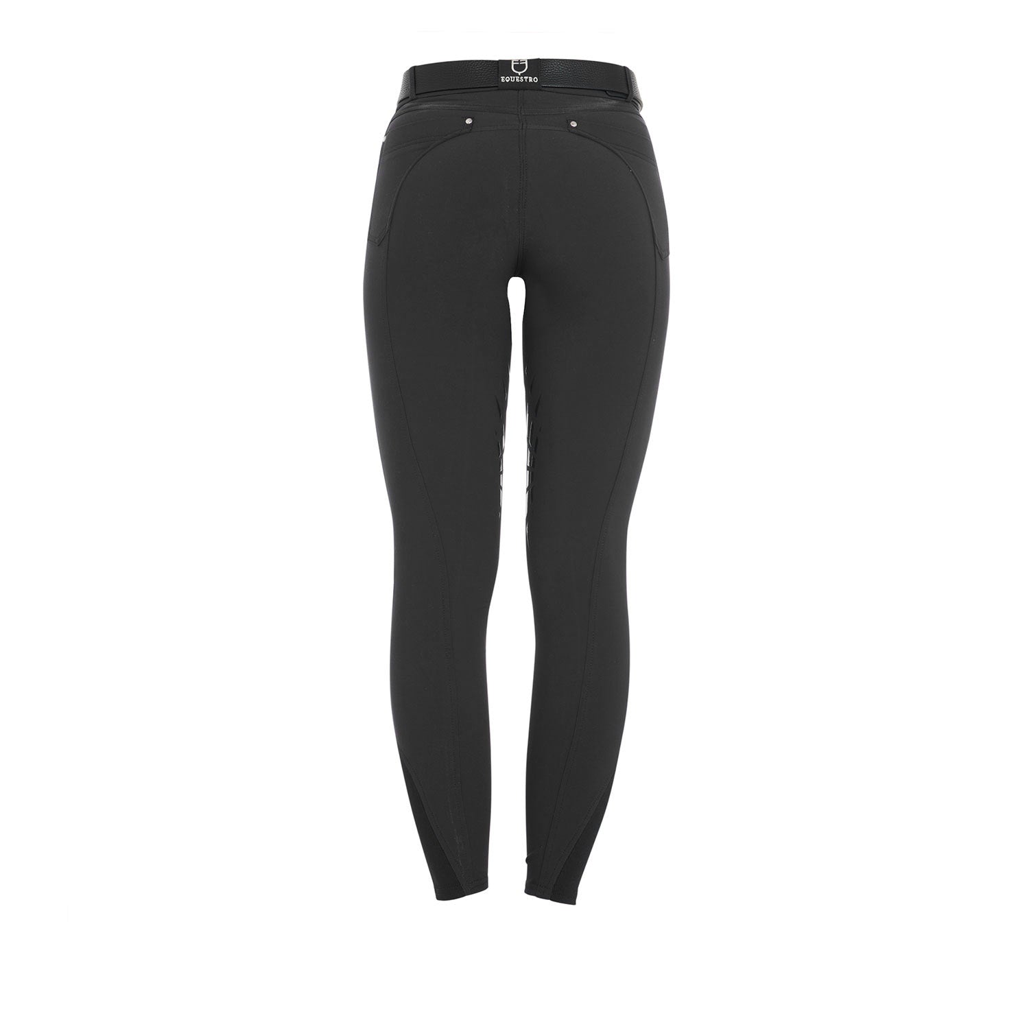 Pantaloni Equitazione donna in tessuto tecnico con grip al ginocchio Equestro Clio BLACK