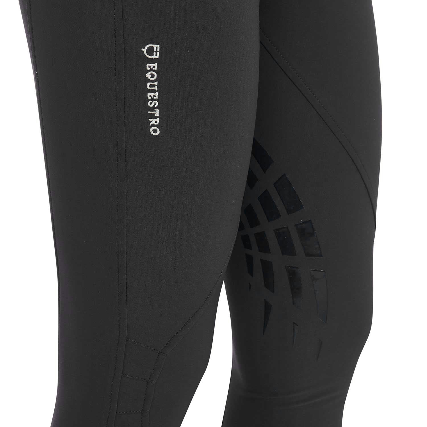 Pantaloni Equitazione donna in tessuto tecnico con grip al ginocchio Equestro Clio BLACK