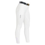 Pantaloni Equitazione donna in tessuto tecnico con grip al ginocchio Equestro Clio White