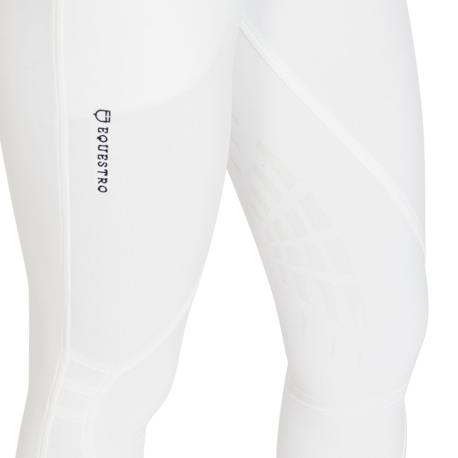 Pantaloni Equitazione donna in tessuto tecnico con grip al ginocchio Equestro Clio White