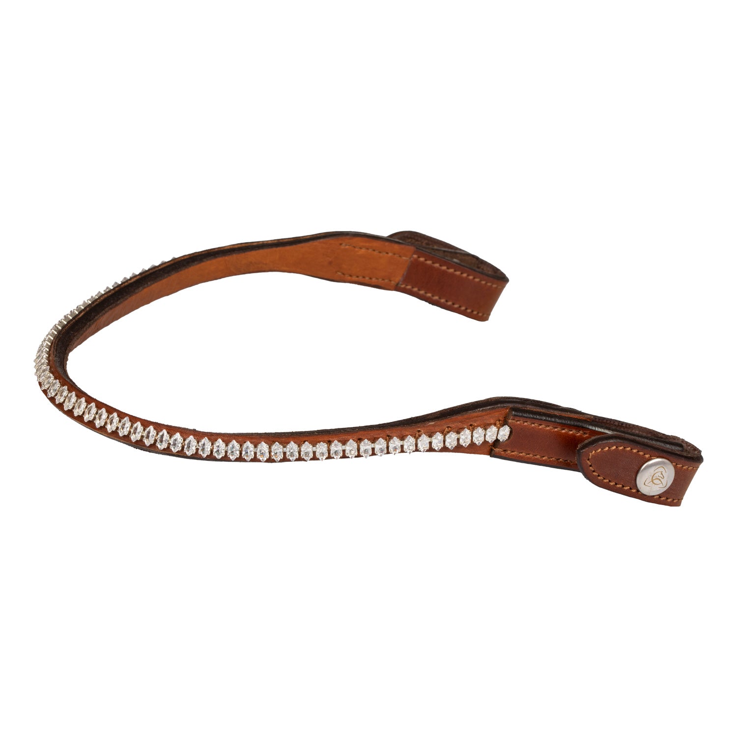 Frontalino in cuoio Acavallo pelle vitello cristalli ovali